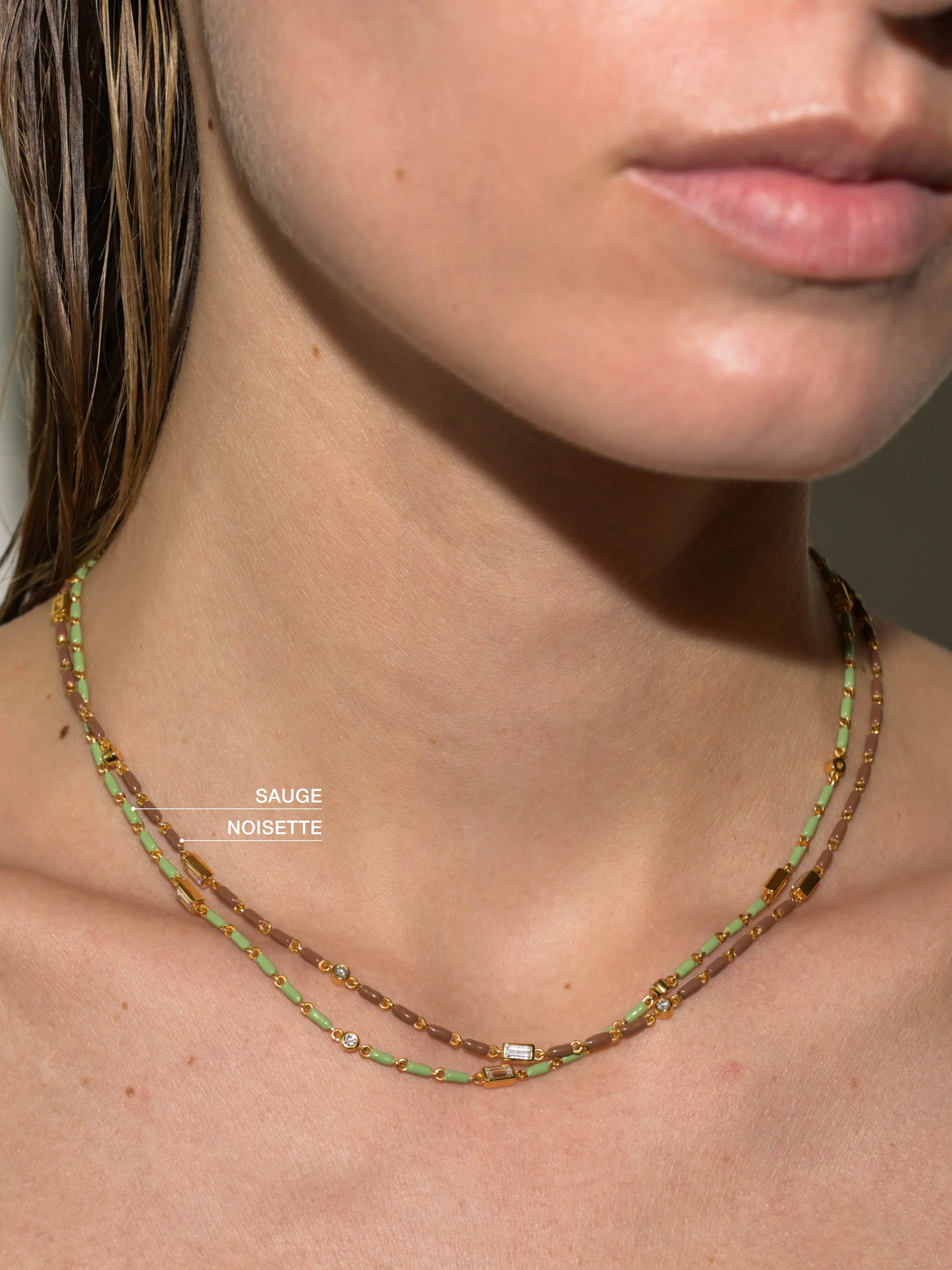 Dorsey - ENAMEL MOISSANITE NECKLACE IN NOISETTE, 18K GOLD VERMEIL - Image 4