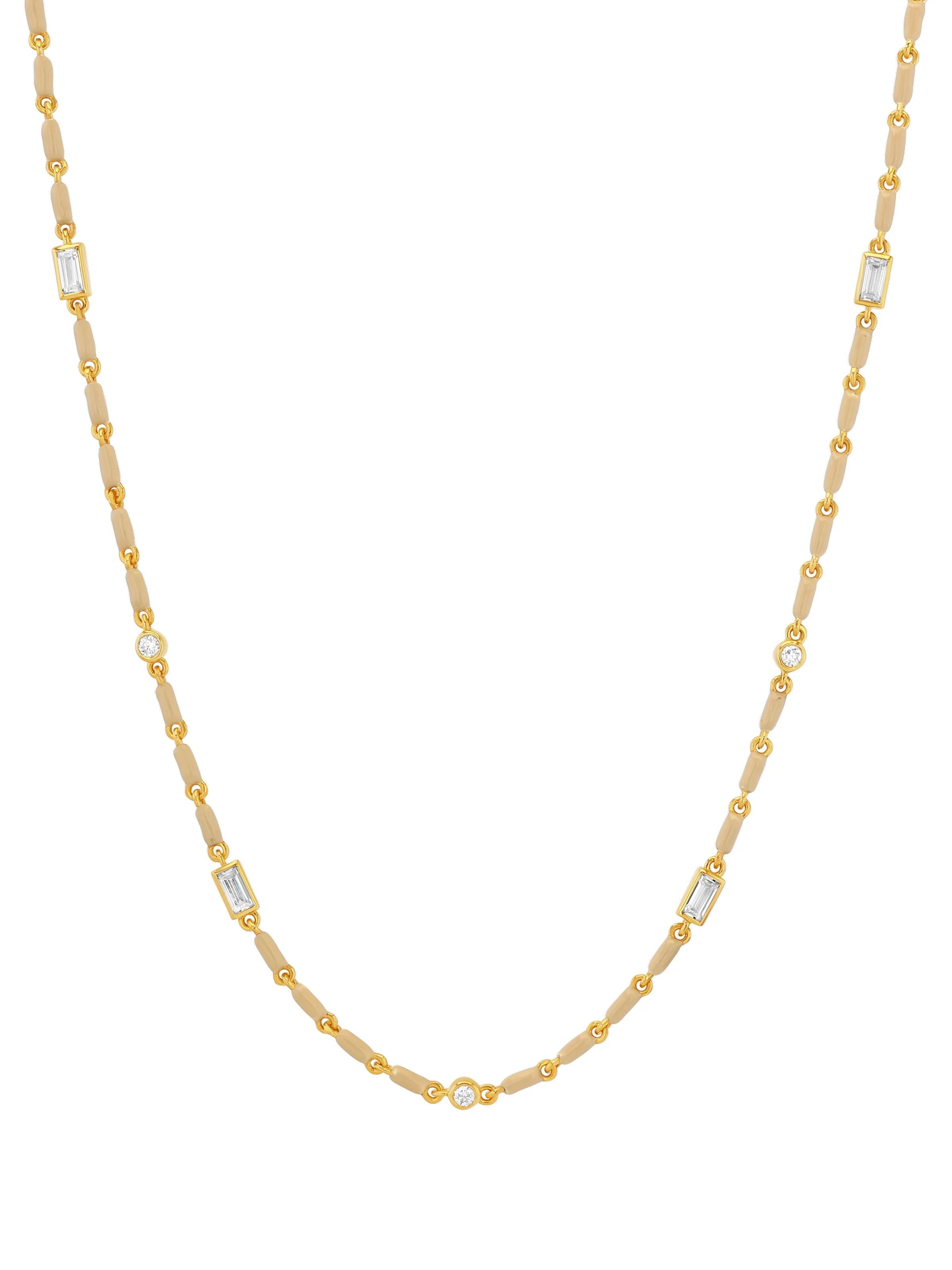 Dorsey - ENAMEL MOISSANITE NECKLACE IN SABLE, 18K GOLD VERMEIL - Image 2