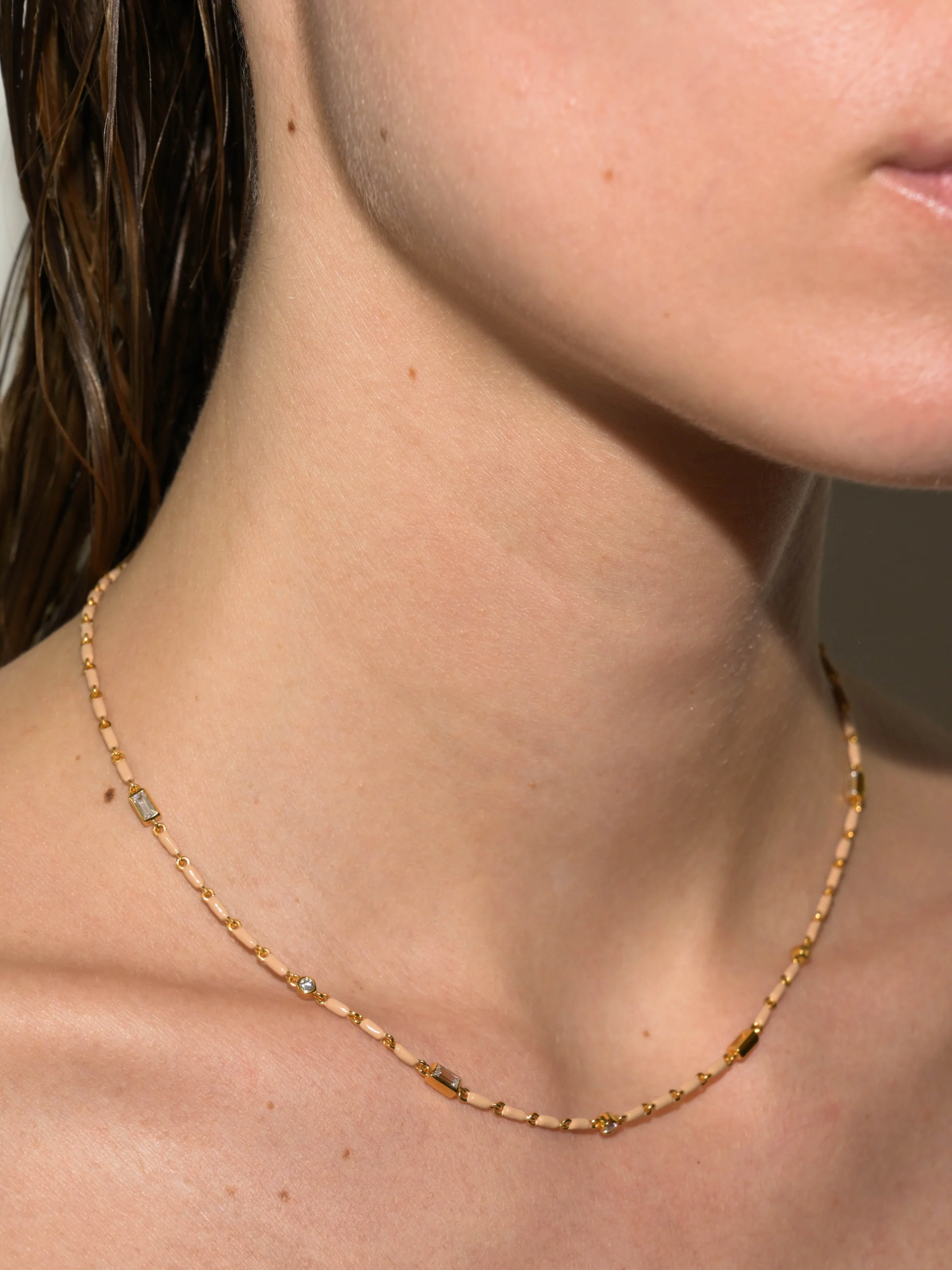Dorsey - ENAMEL MOISSANITE NECKLACE IN SABLE, 18K GOLD VERMEIL - Image 3
