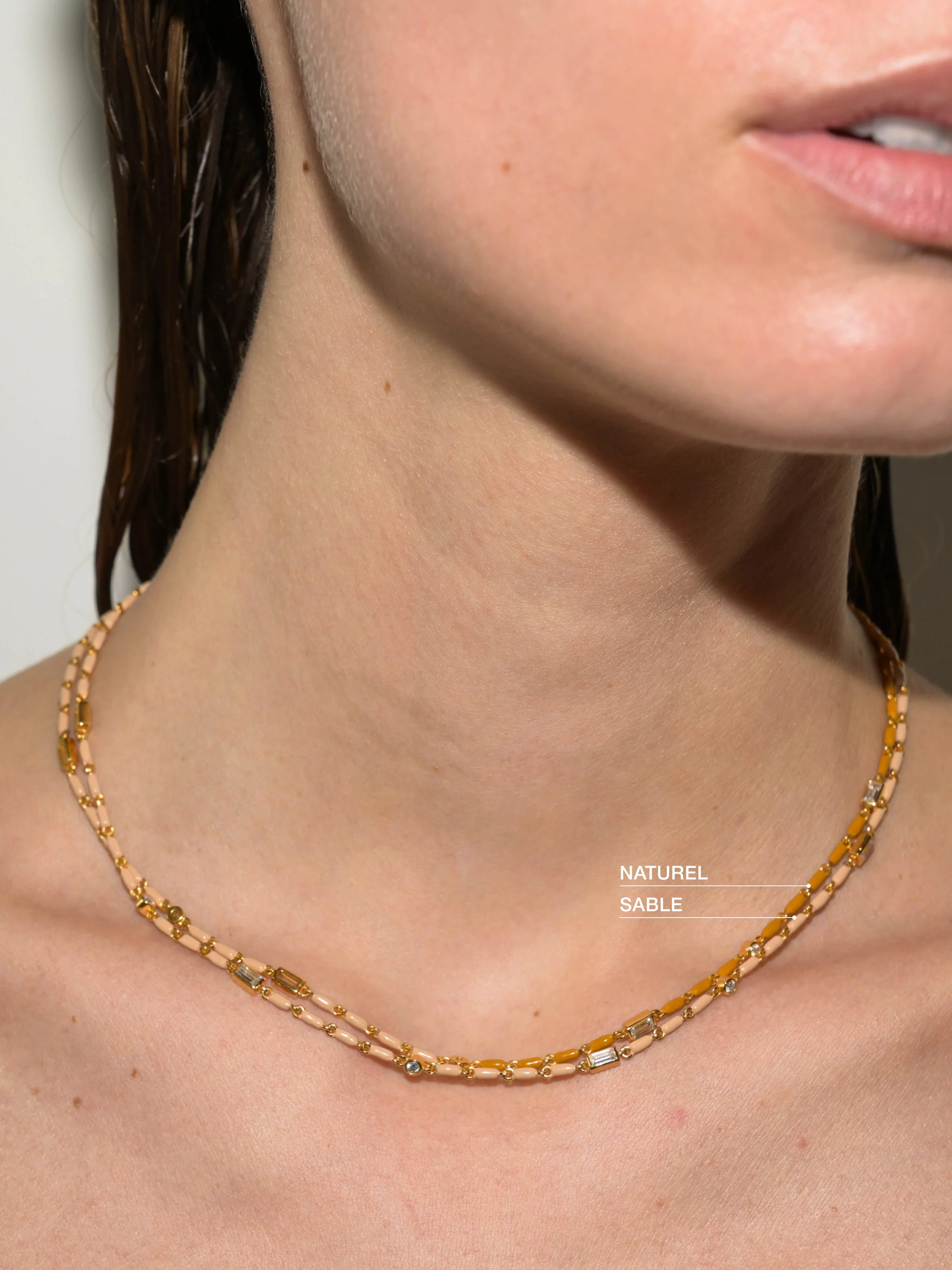 Dorsey - ENAMEL MOISSANITE NECKLACE IN SABLE, 18K GOLD VERMEIL - Image 4