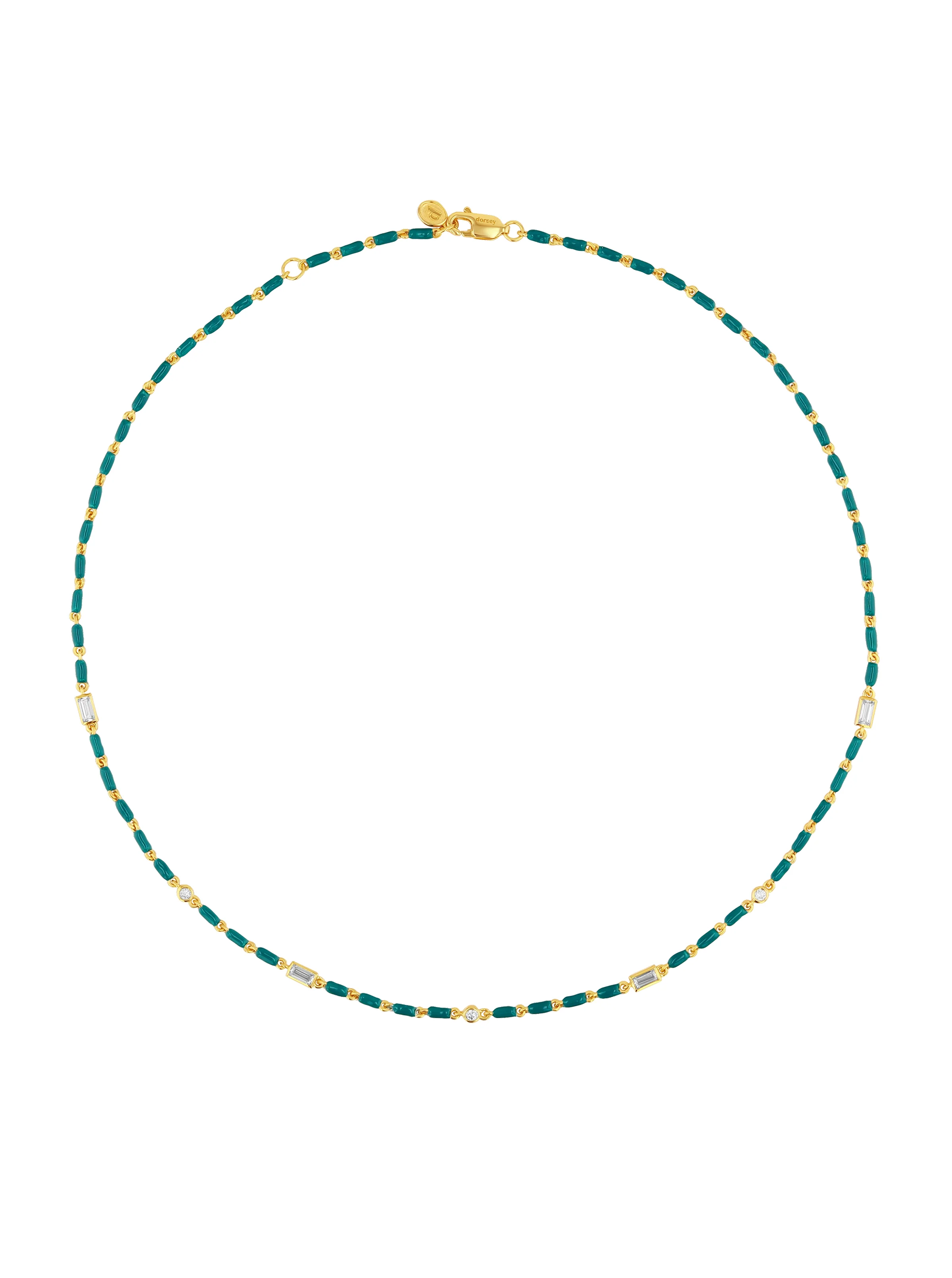 Dorsey - ENAMEL MOISSANITE NECKLACE IN SARCELLE, 18K GOLD VERMEIL