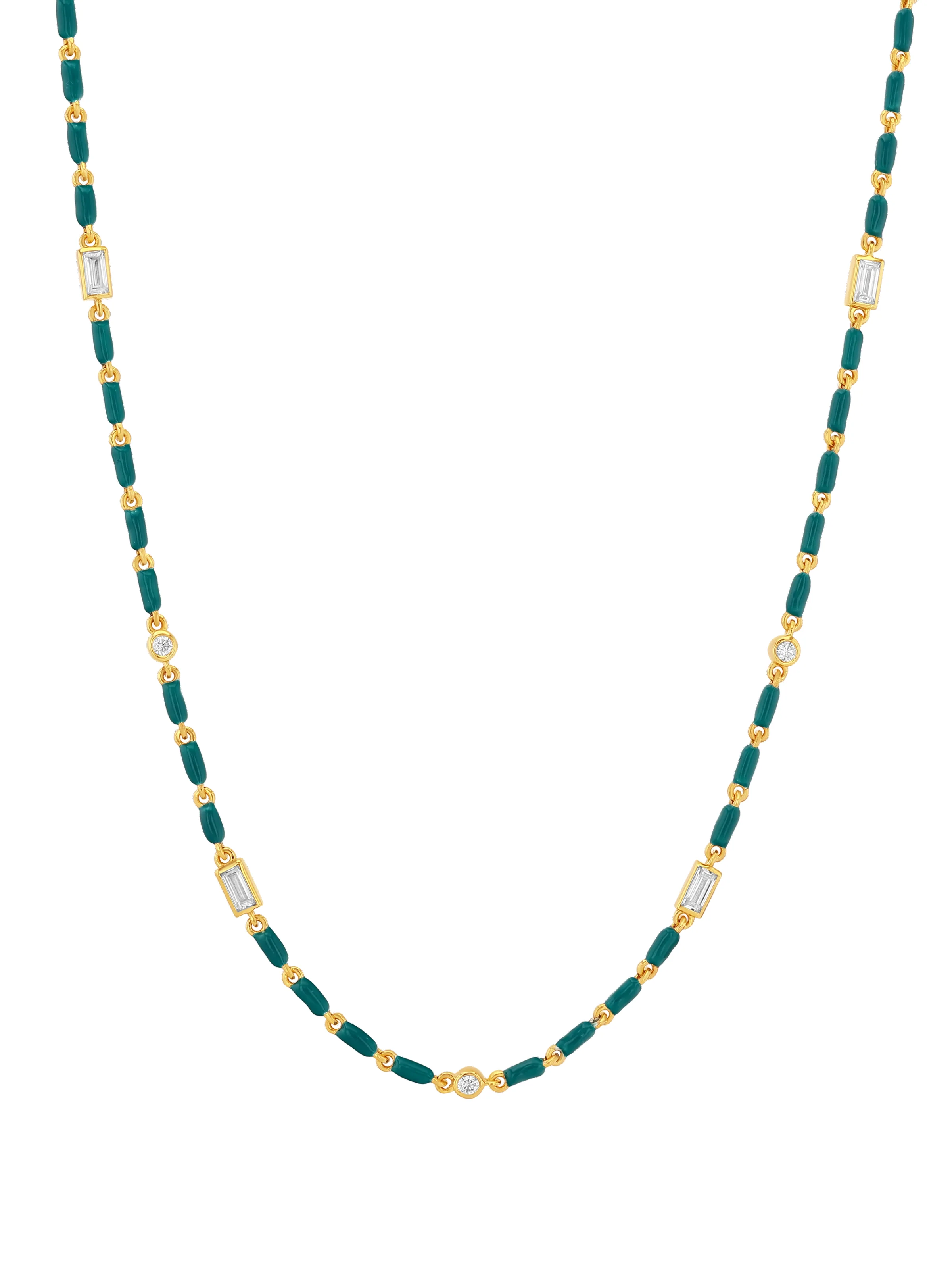 Dorsey - ENAMEL MOISSANITE NECKLACE IN SARCELLE, 18K GOLD VERMEIL - Image 2