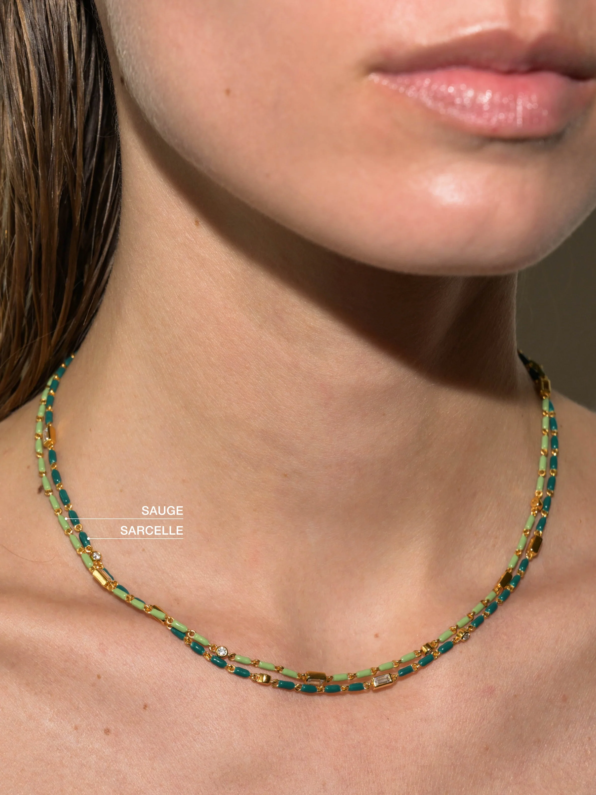 Dorsey - ENAMEL MOISSANITE NECKLACE IN SARCELLE, 18K GOLD VERMEIL - Image 4