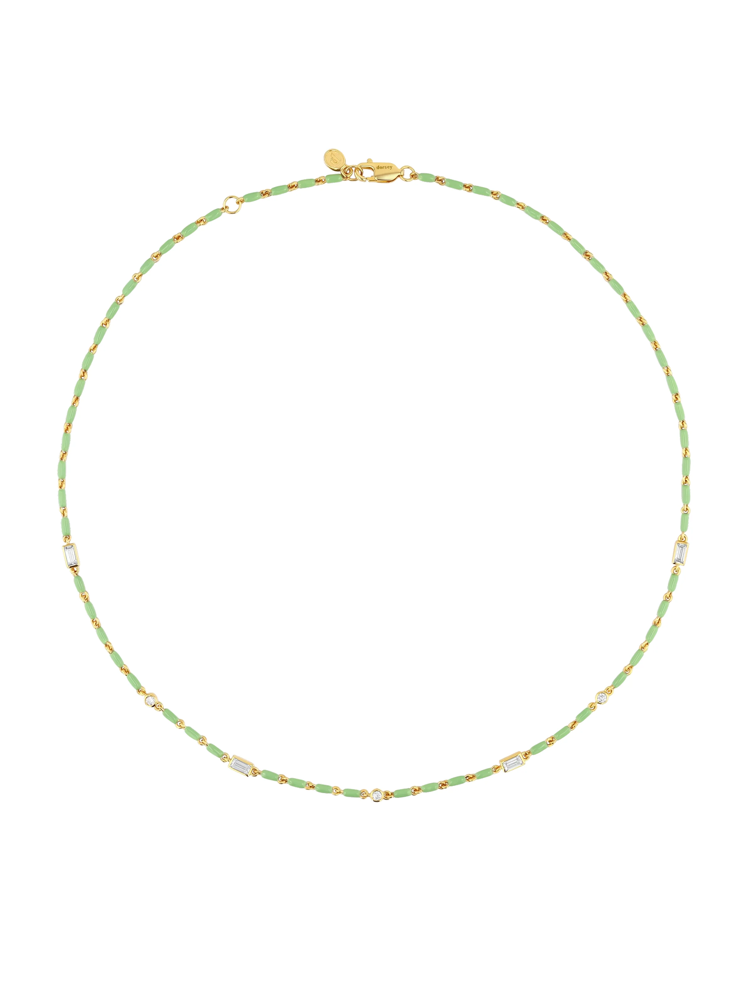 Dorsey - ENAMEL MOISSANITE NECKLACE IN SAUGE, 18K GOLD VERMEIL