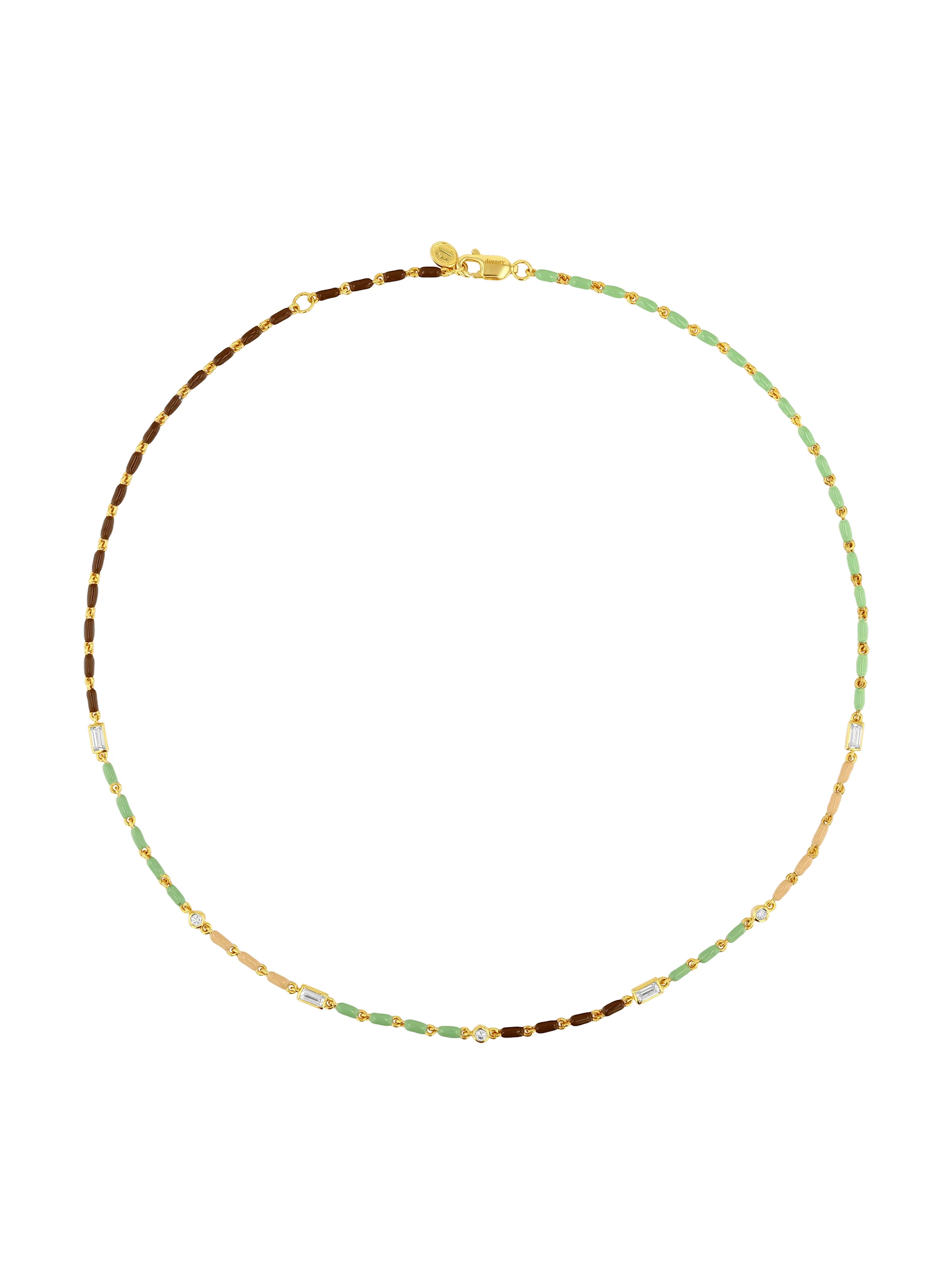 Dorsey - ENAMEL MOISSANITE NECKLACE IN TERRE, 18K GOLD VERMEIL