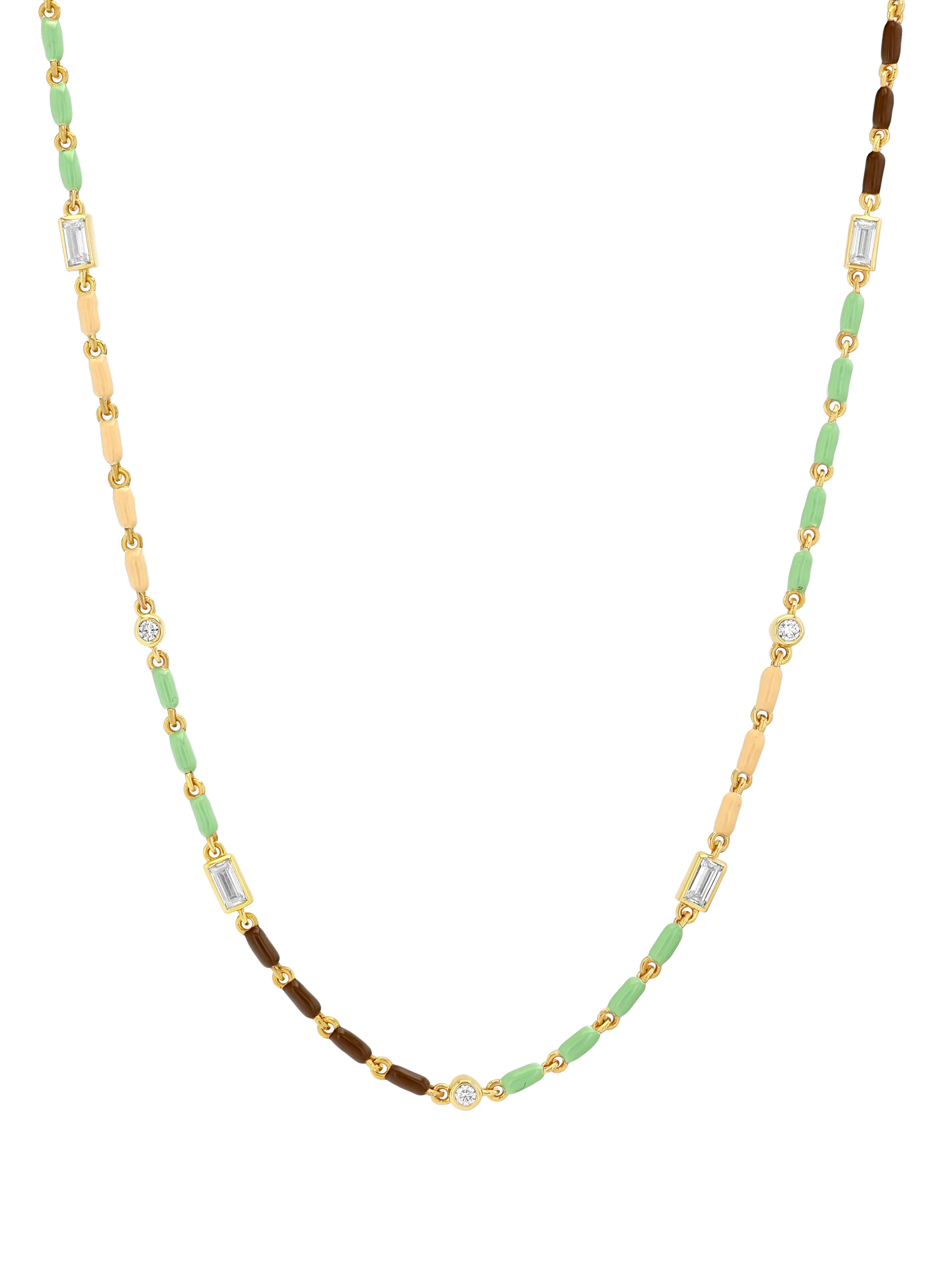 Dorsey - ENAMEL MOISSANITE NECKLACE IN TERRE, 18K GOLD VERMEIL - Image 2