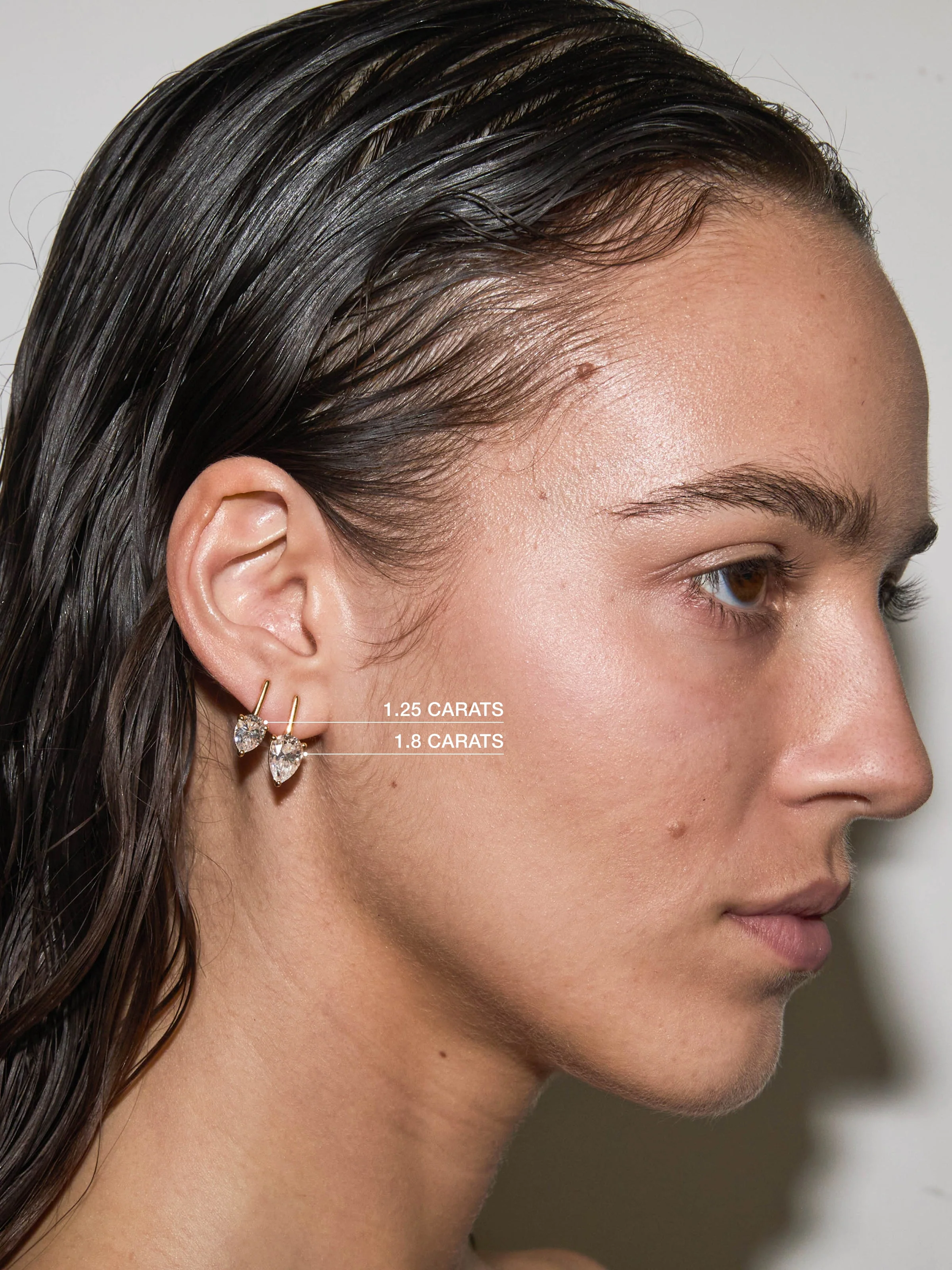 Dorsey - HENDRY PEAR - CUT BAR STUD EARRING IN MOISSANITE - Image 4