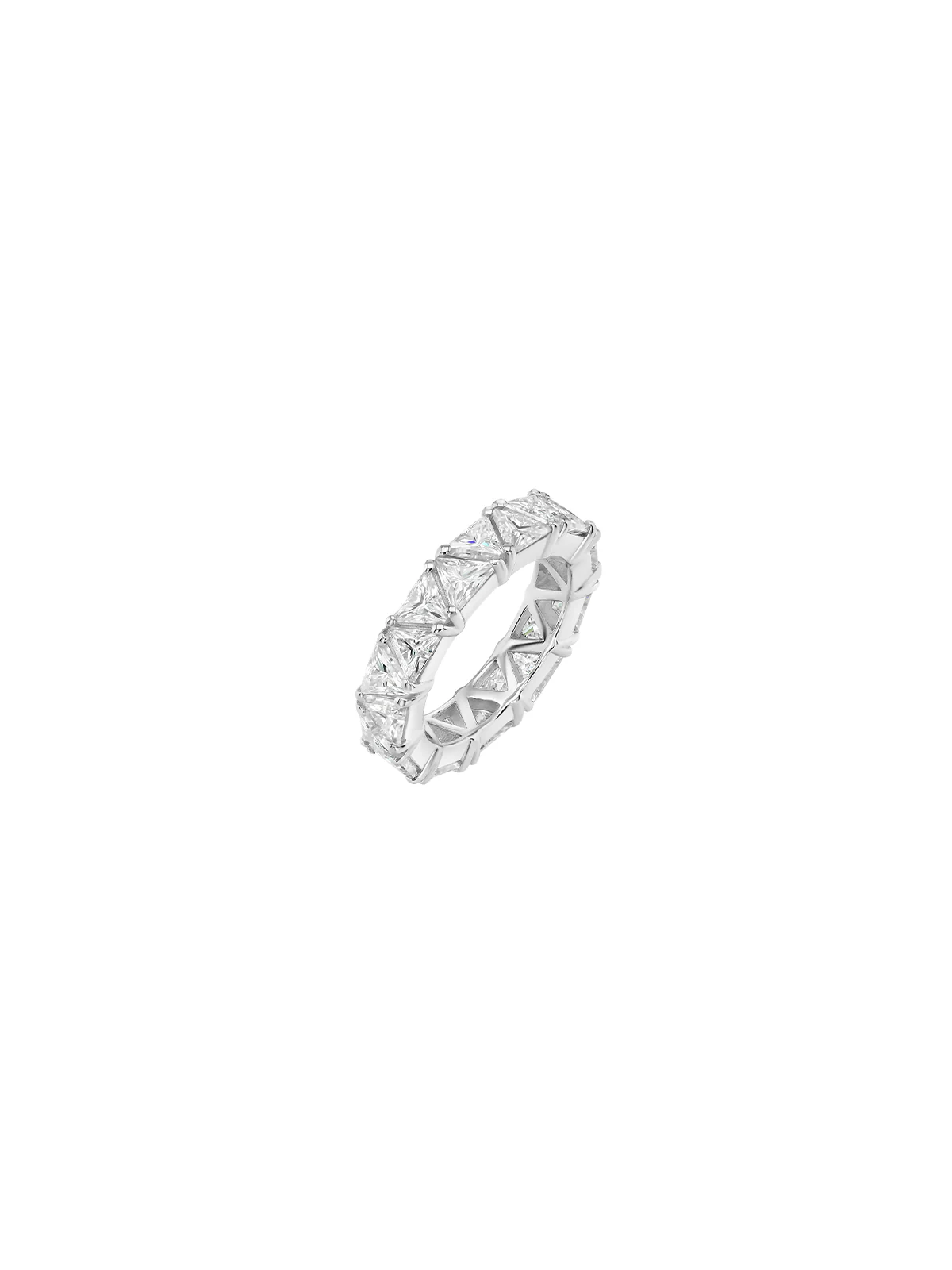Dorsey - THEODORA TRILLION CUT ETERNITY BAND IN MOISSANITE, STERLING SILVER - Image 2