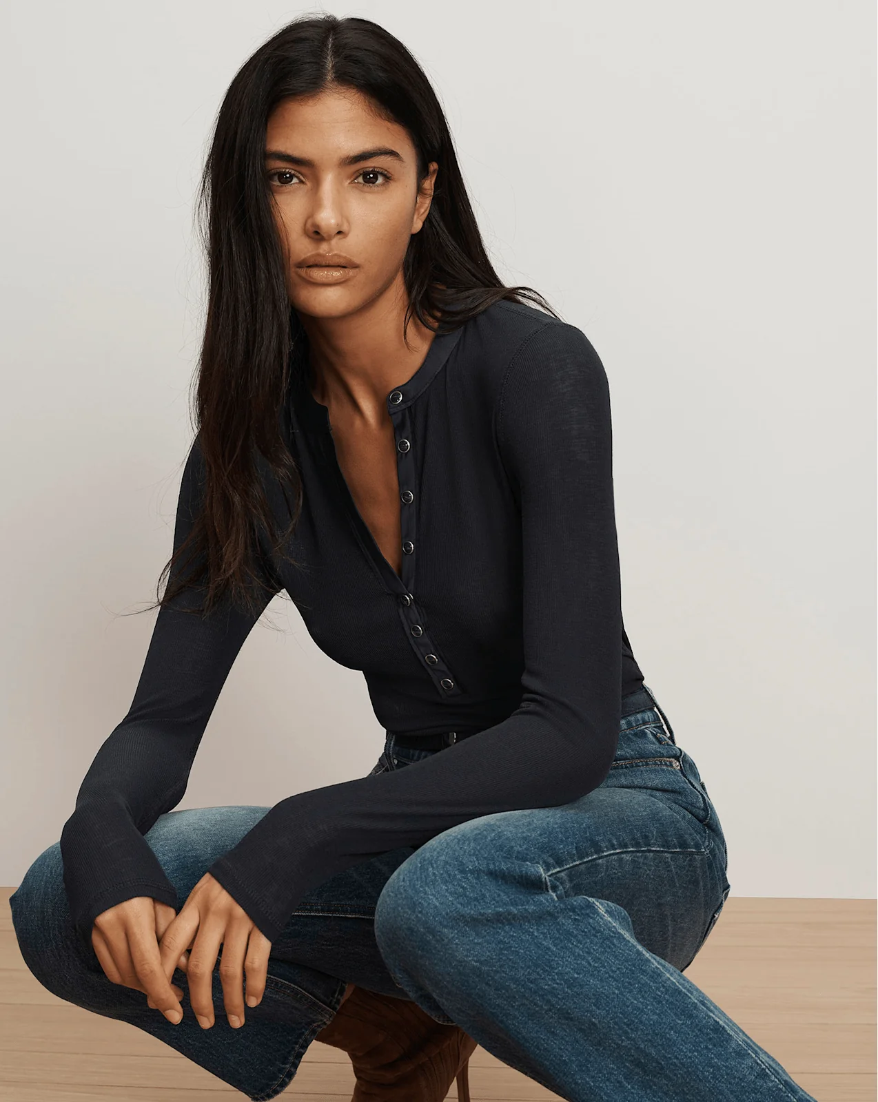 Veronica Beard - Drexler Ribbed Henley Top