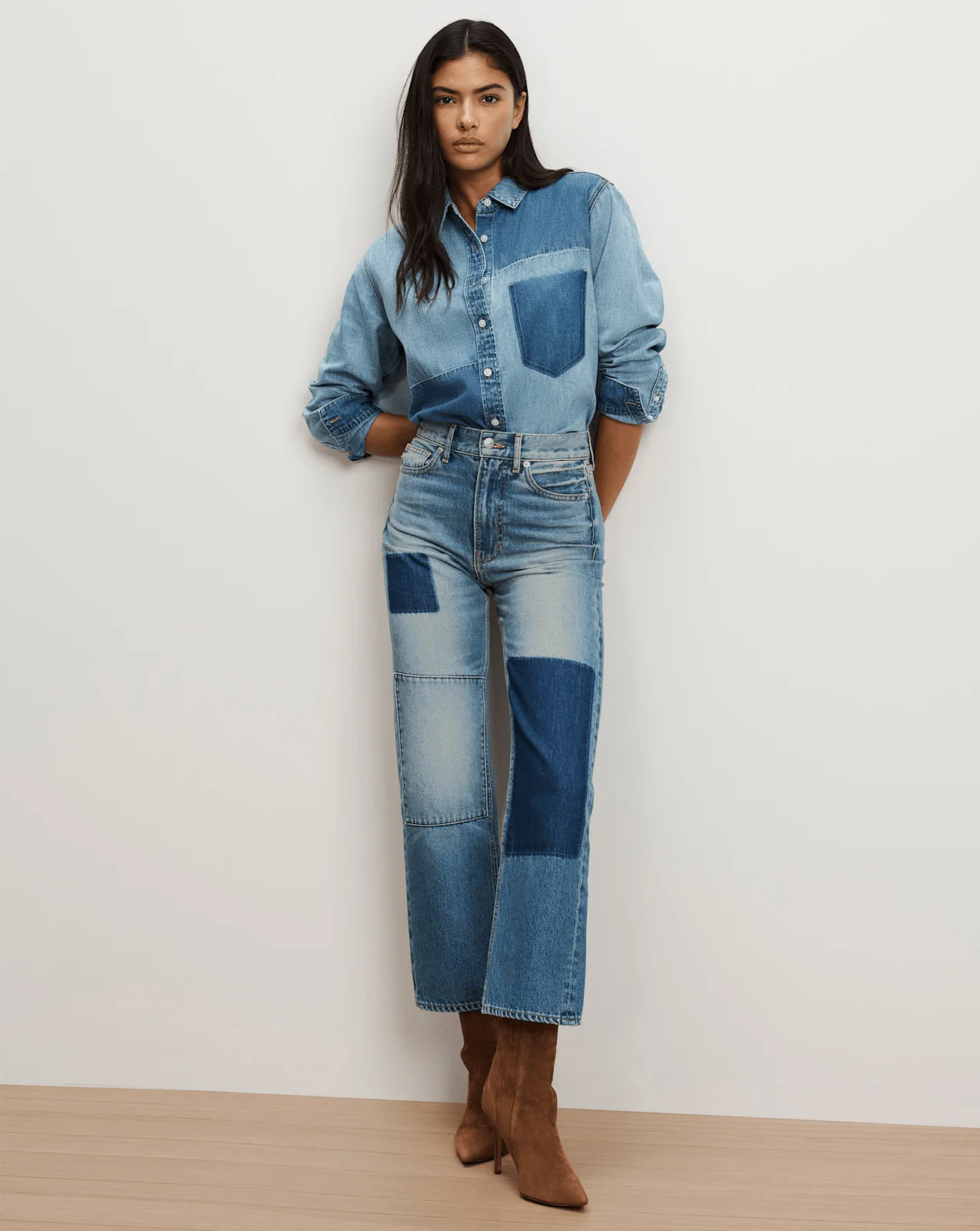 Veronica Beard - Dylan Patchwork Straight - Leg Jean