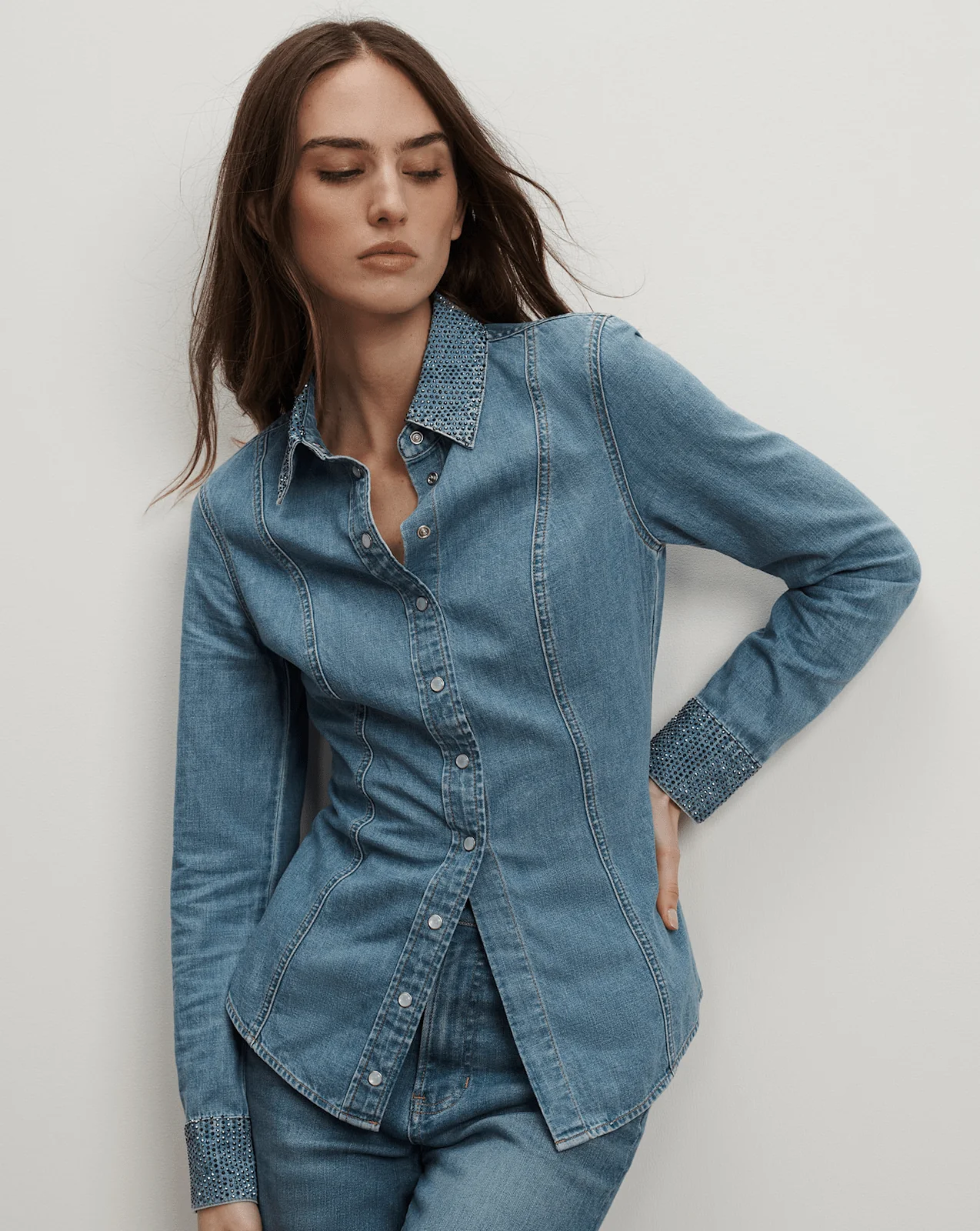 Veronica Beard - Eddie Embellished Chambray Shirt