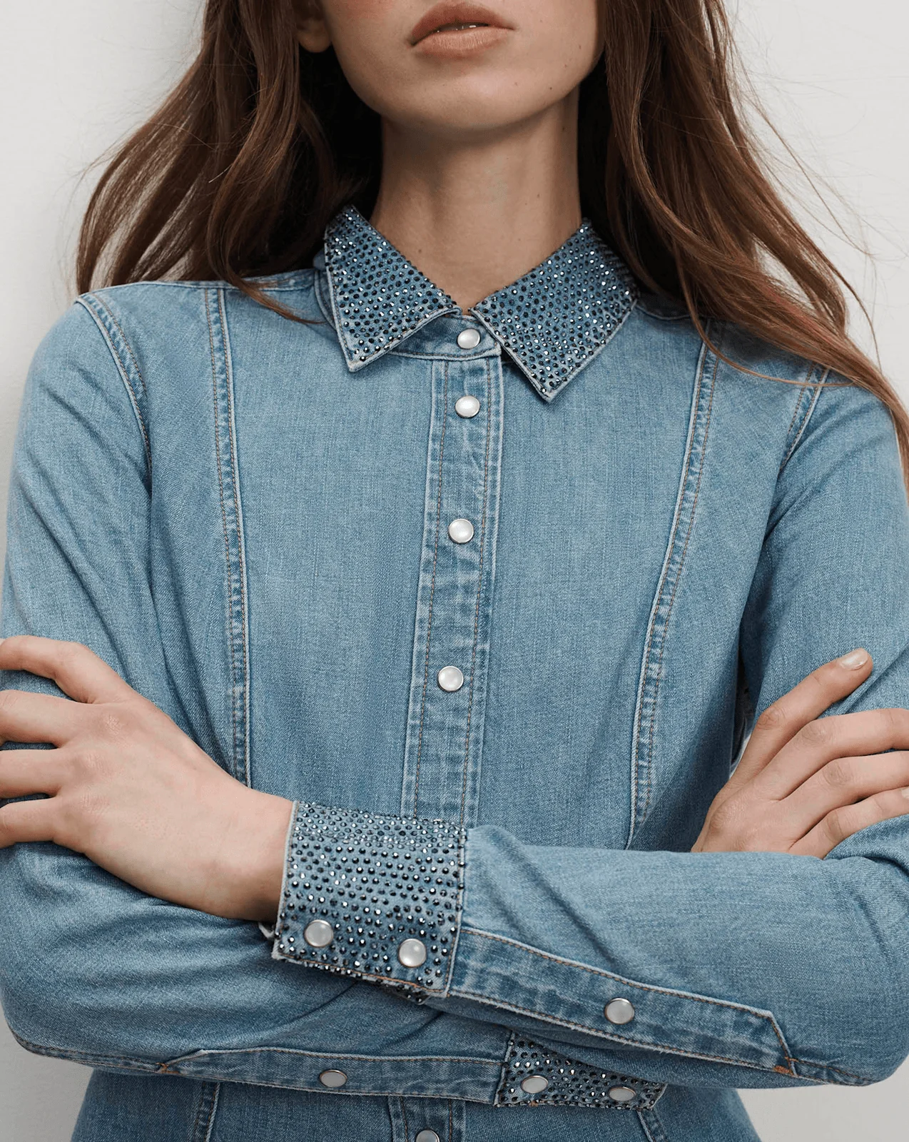 Veronica Beard - Eddie Embellished Chambray Shirt - Image 4