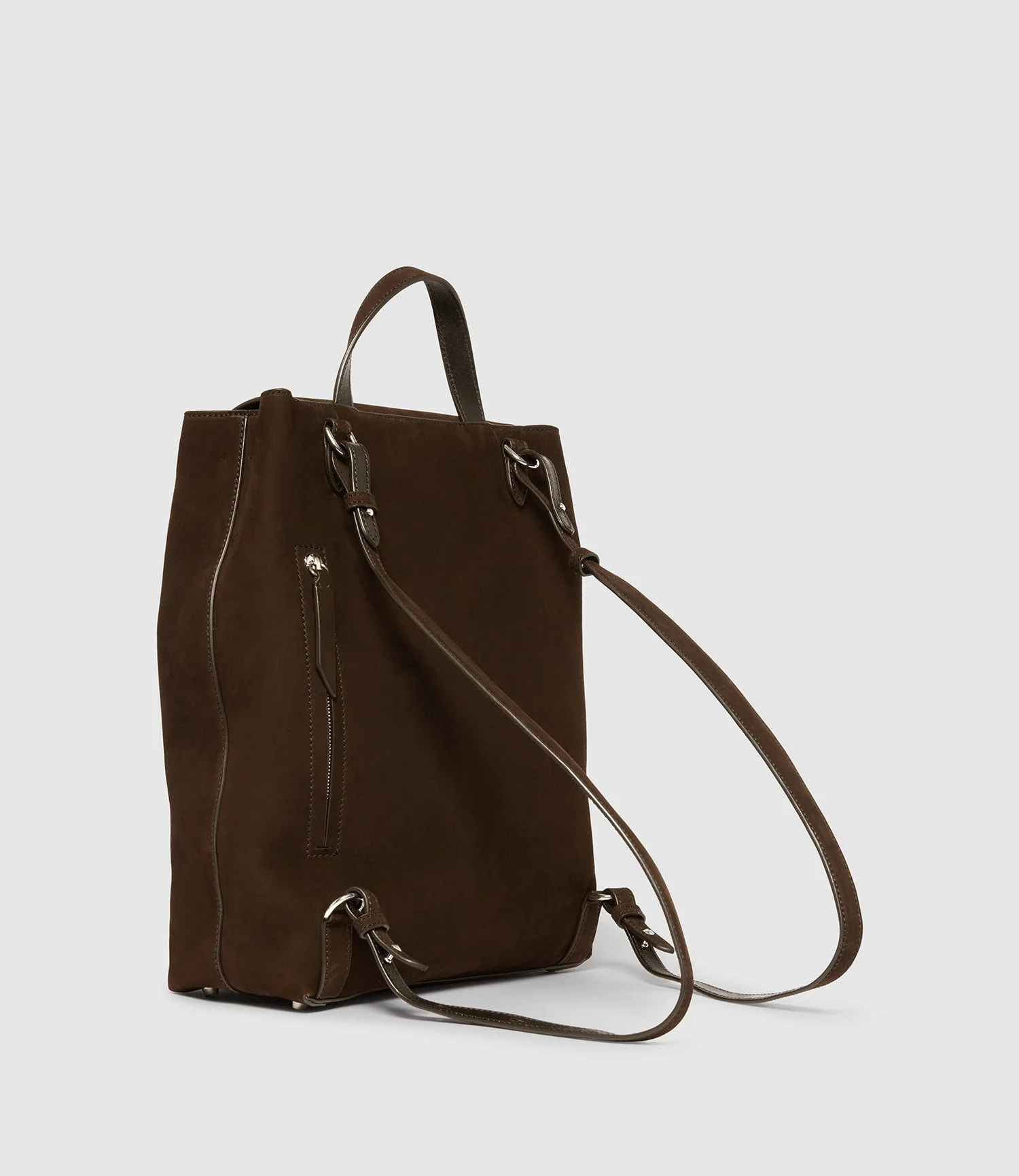 Metier - Edge Backpack Nubuck Chocolate with Silver Hardware - Image 3