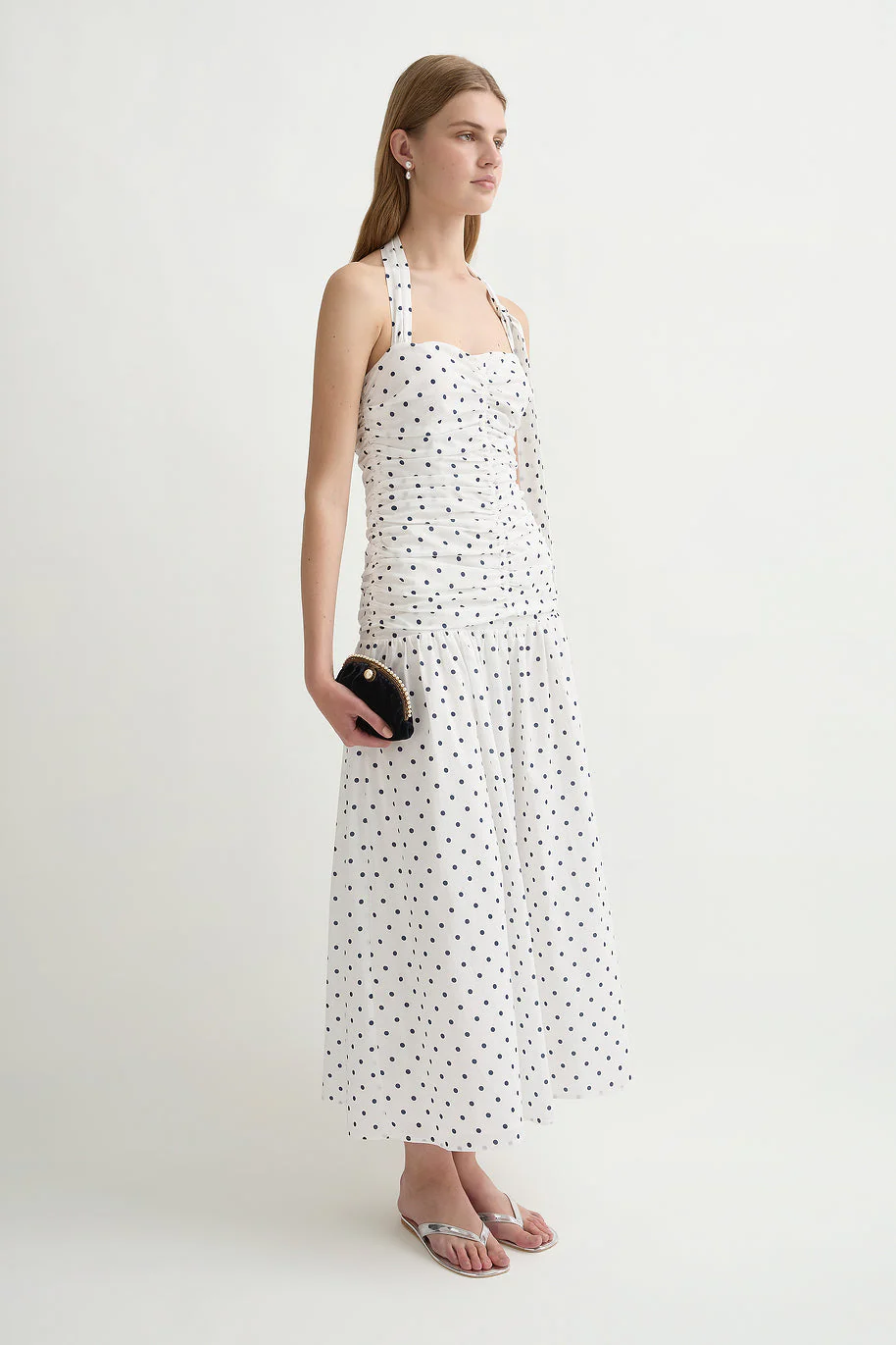 Posse - EDIE DRESS - CREAM BLUE POLKA DOT - Image 3