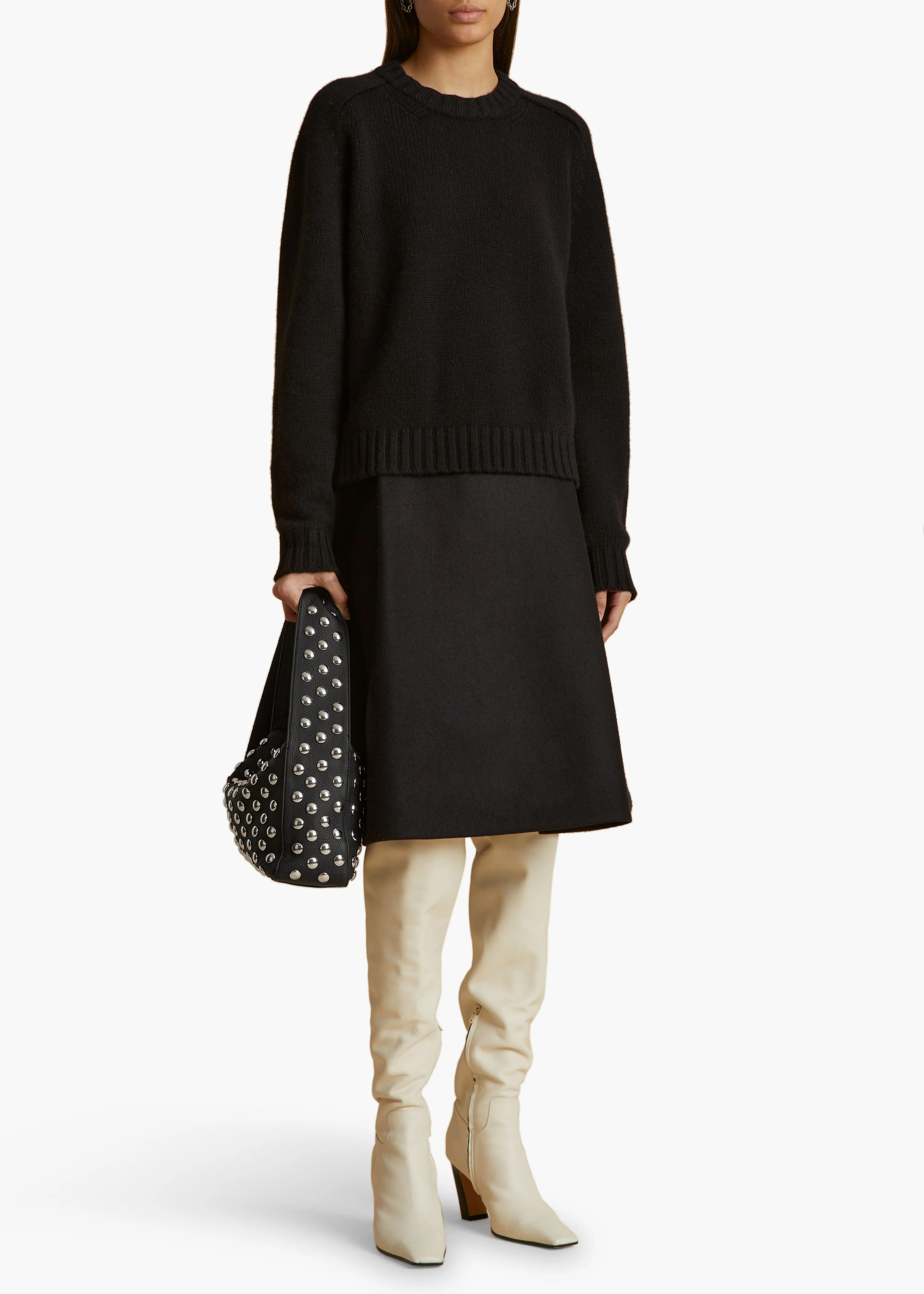 Khaite - Elena Bag in Black Leather with Studs - Image 5