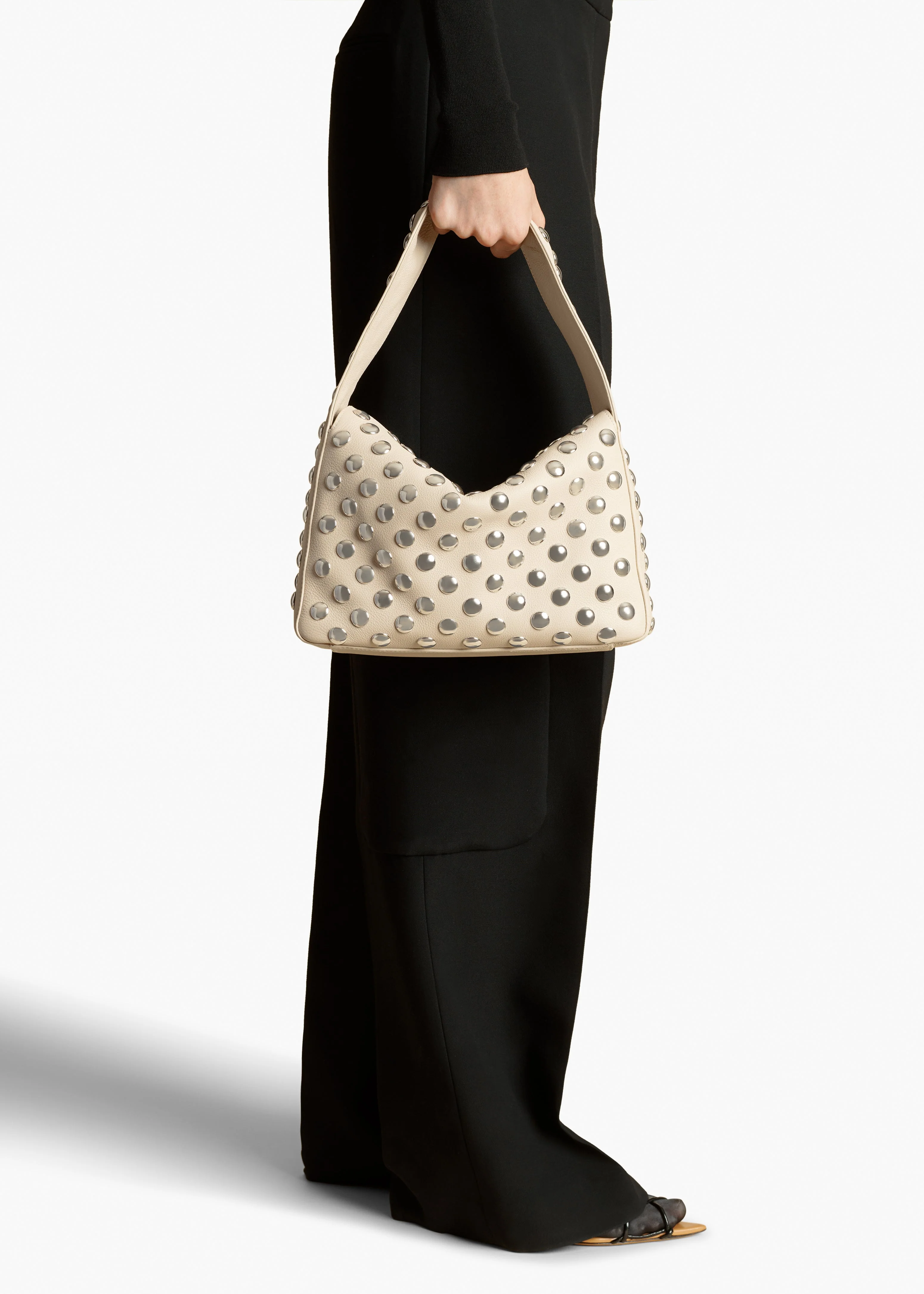Khaite - Elena Bag in Dark Ivory Leather with Studs - Image 5
