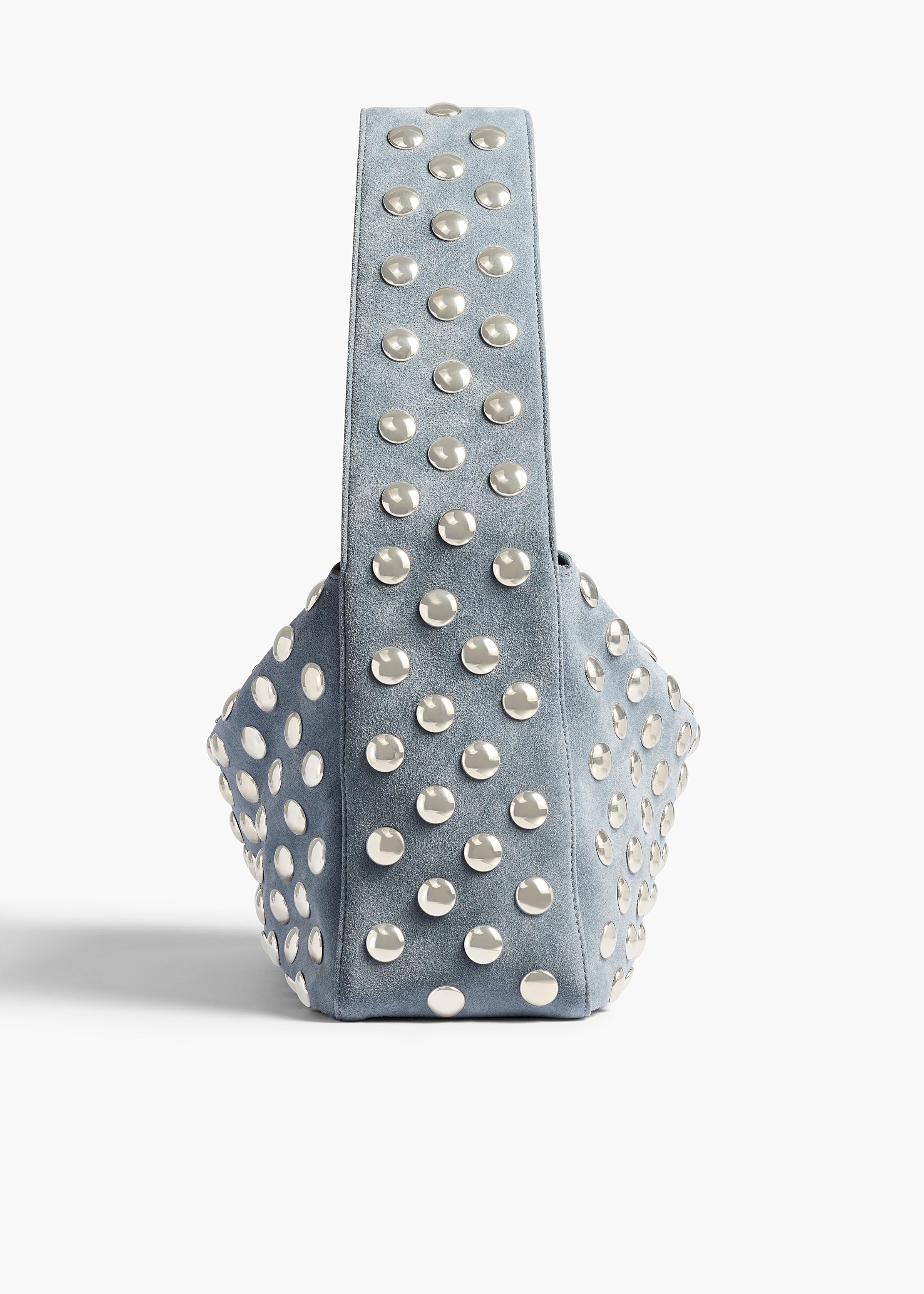Khaite - Elena Bag in Lead Suede with Silver Studs - Image 3