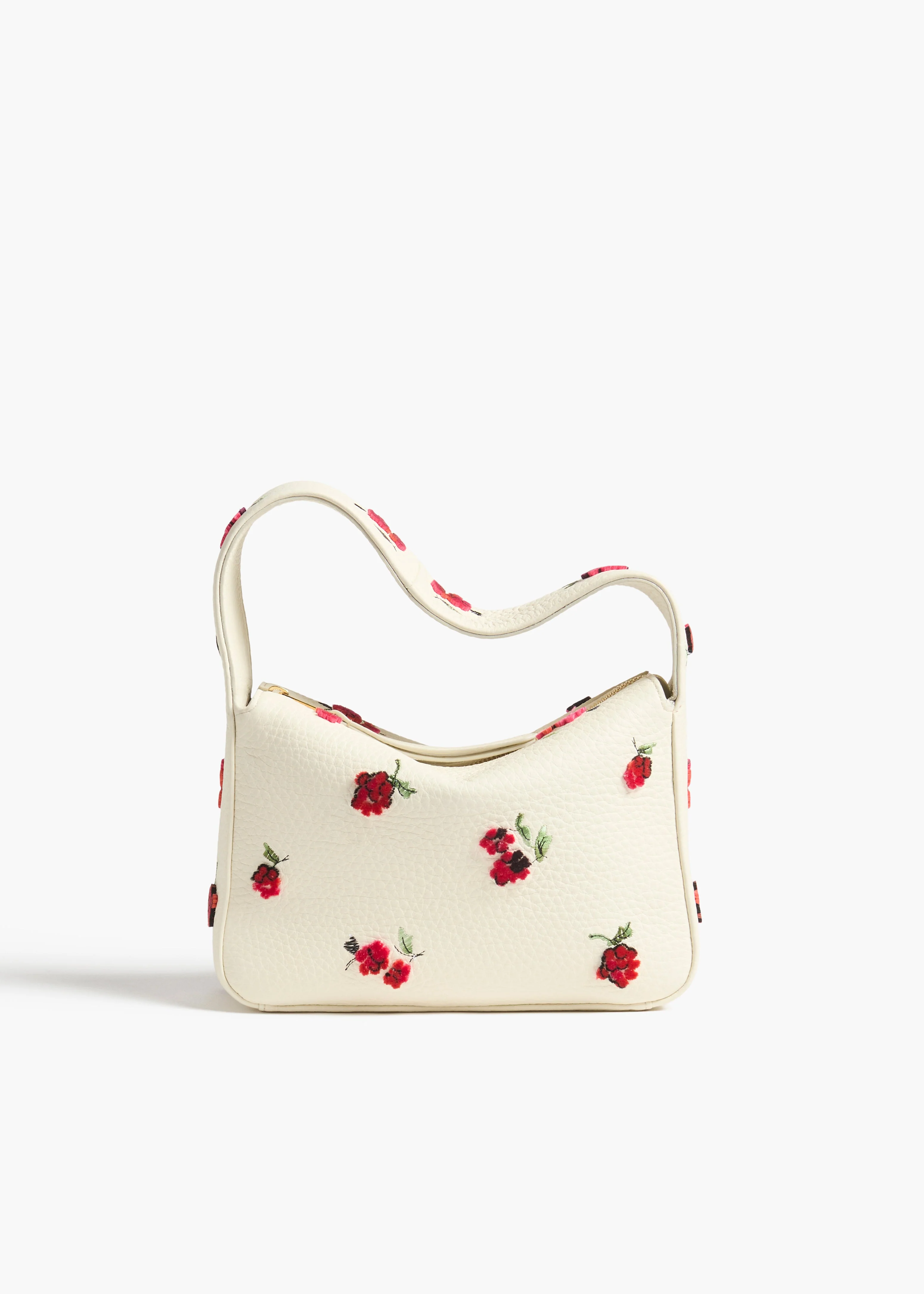Khaite - Small Elena Bag in Cream Leather with Raspberry Print
