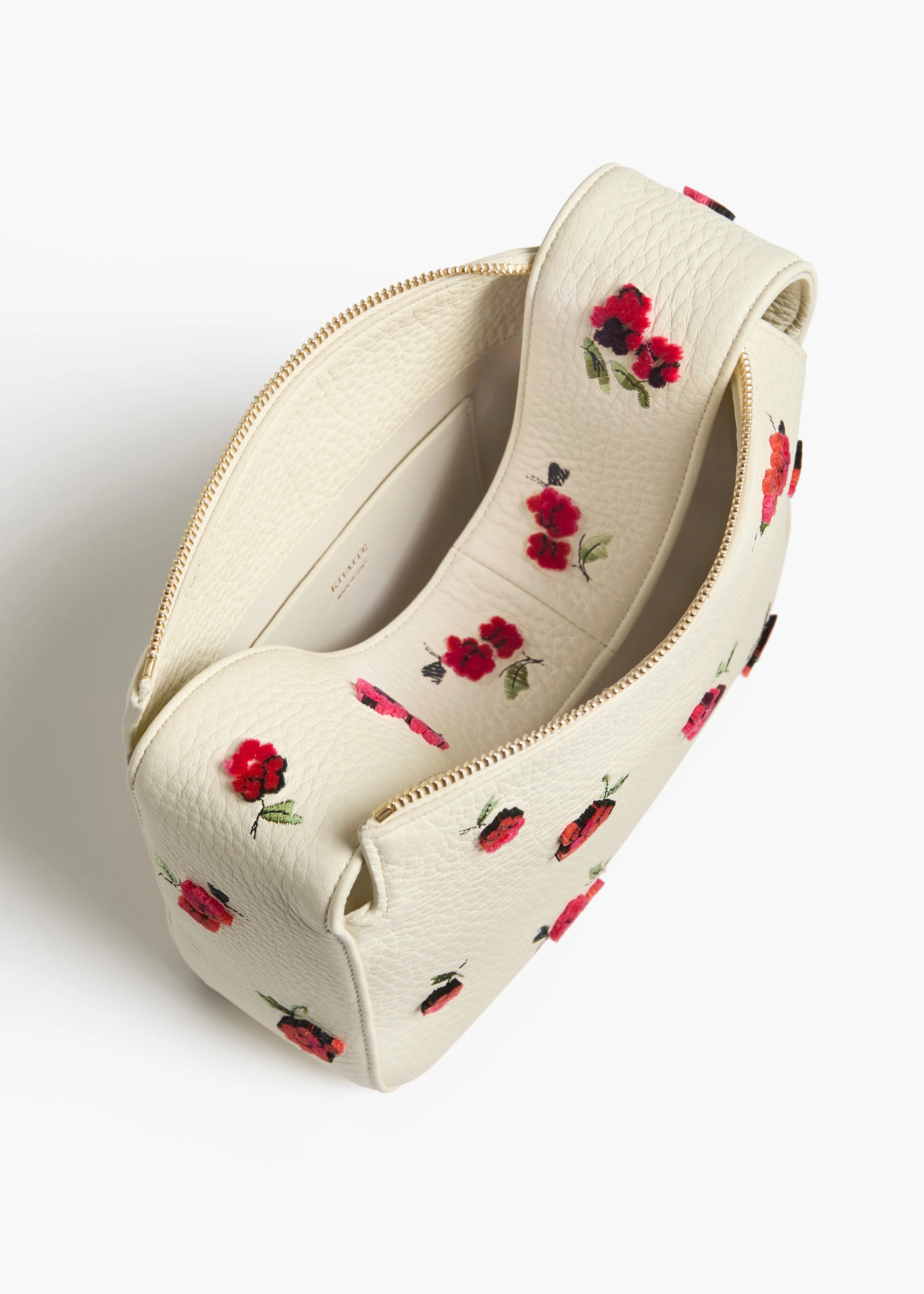Khaite - Small Elena Bag in Cream Leather with Raspberry Print - Image 4