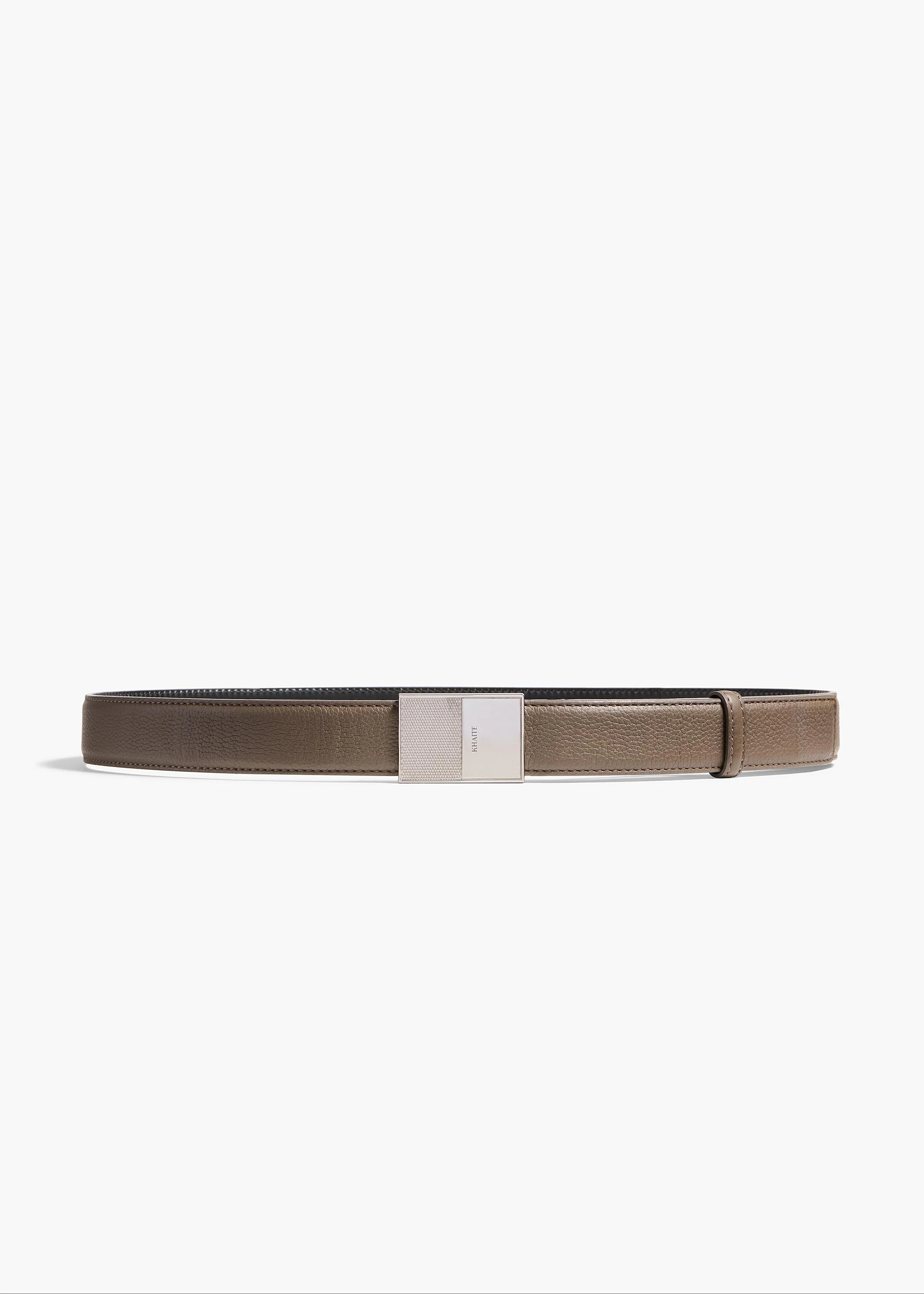 Khaite - Elio Belt in Elephant Pebbled Leather with Silver - Image 4
