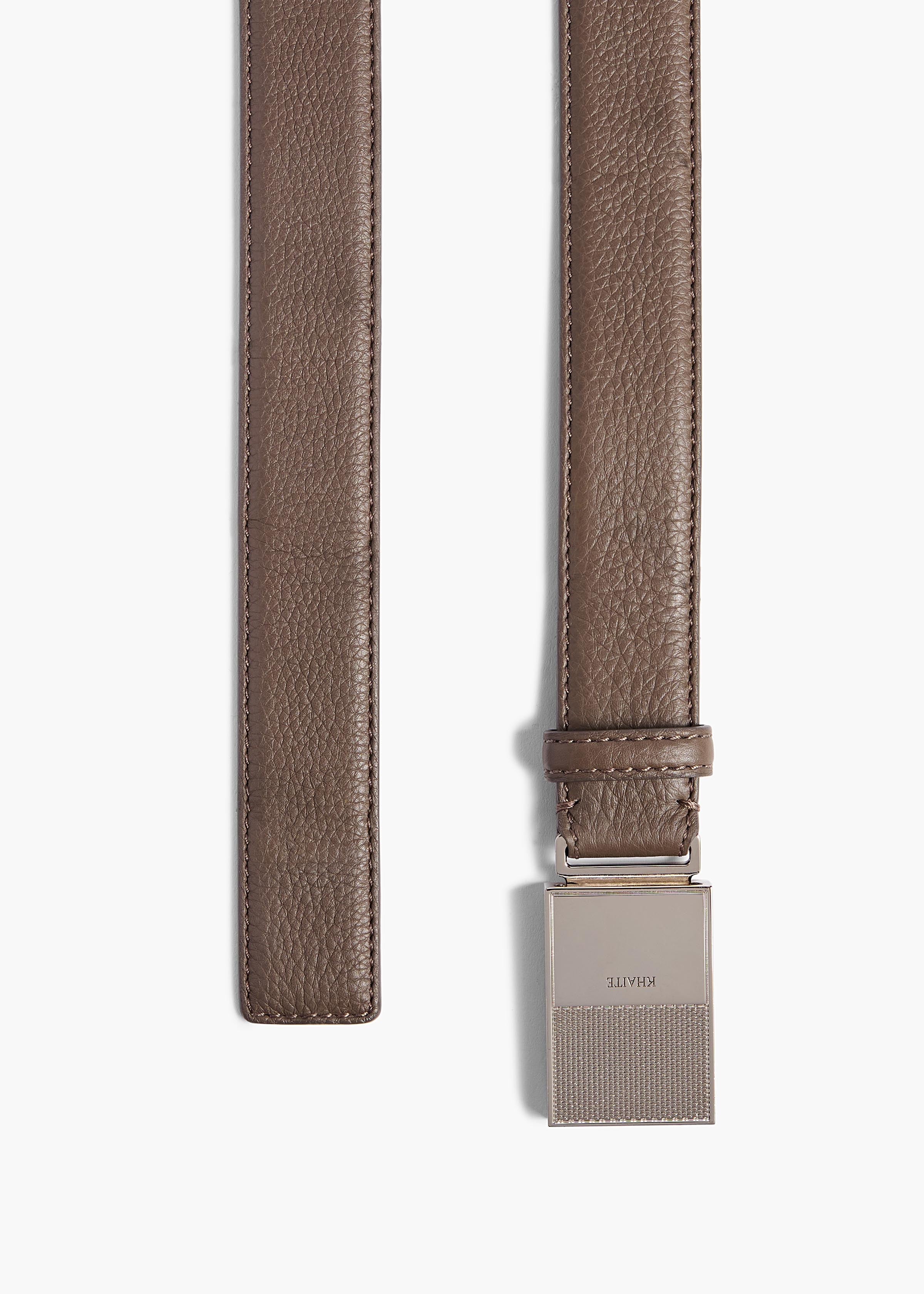 Khaite - Elio Belt in Elephant Pebbled Leather with Silver - Image 5