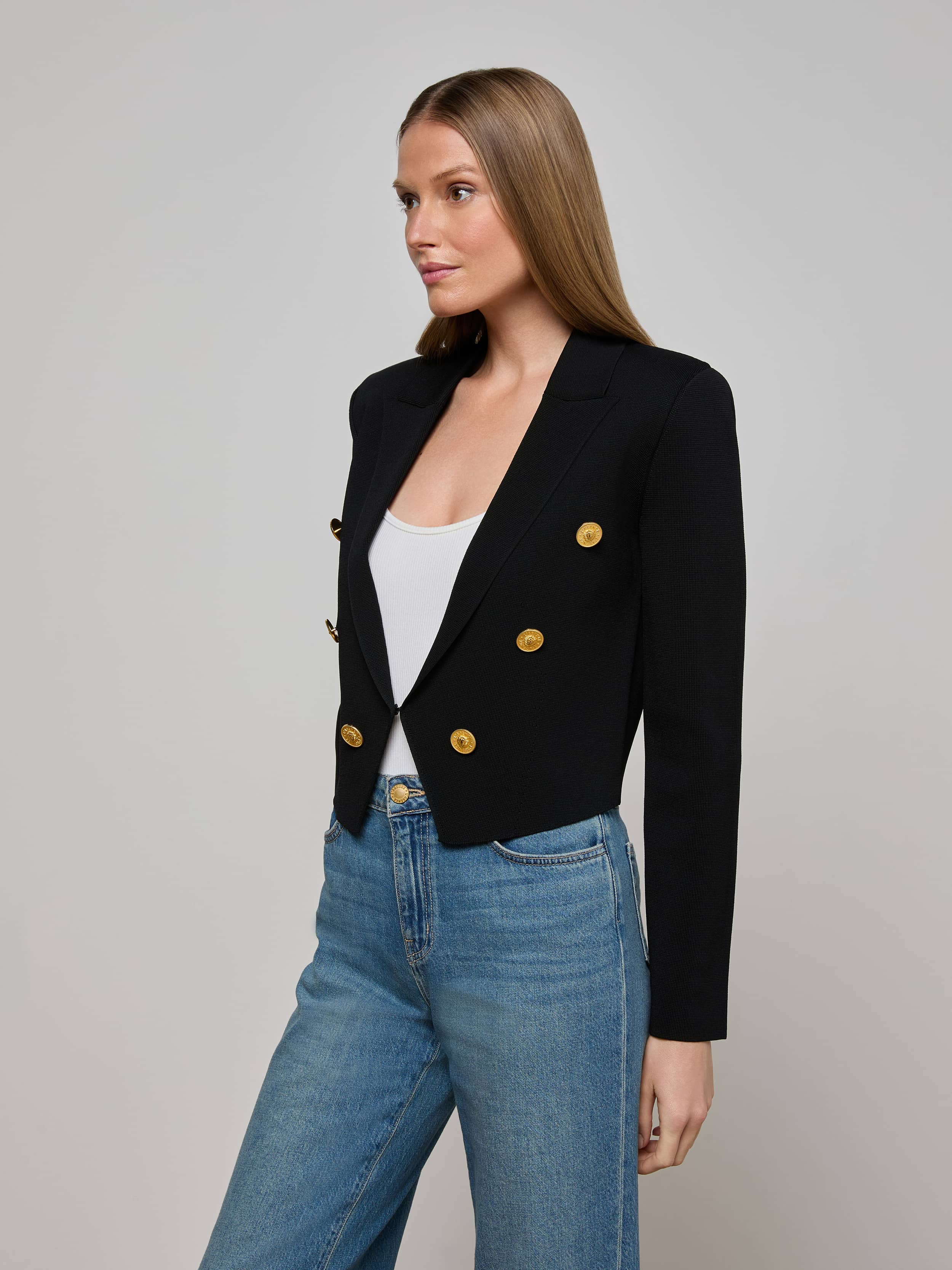 L'AGENCE - Elio Cropped Knit Blazer - Image 8