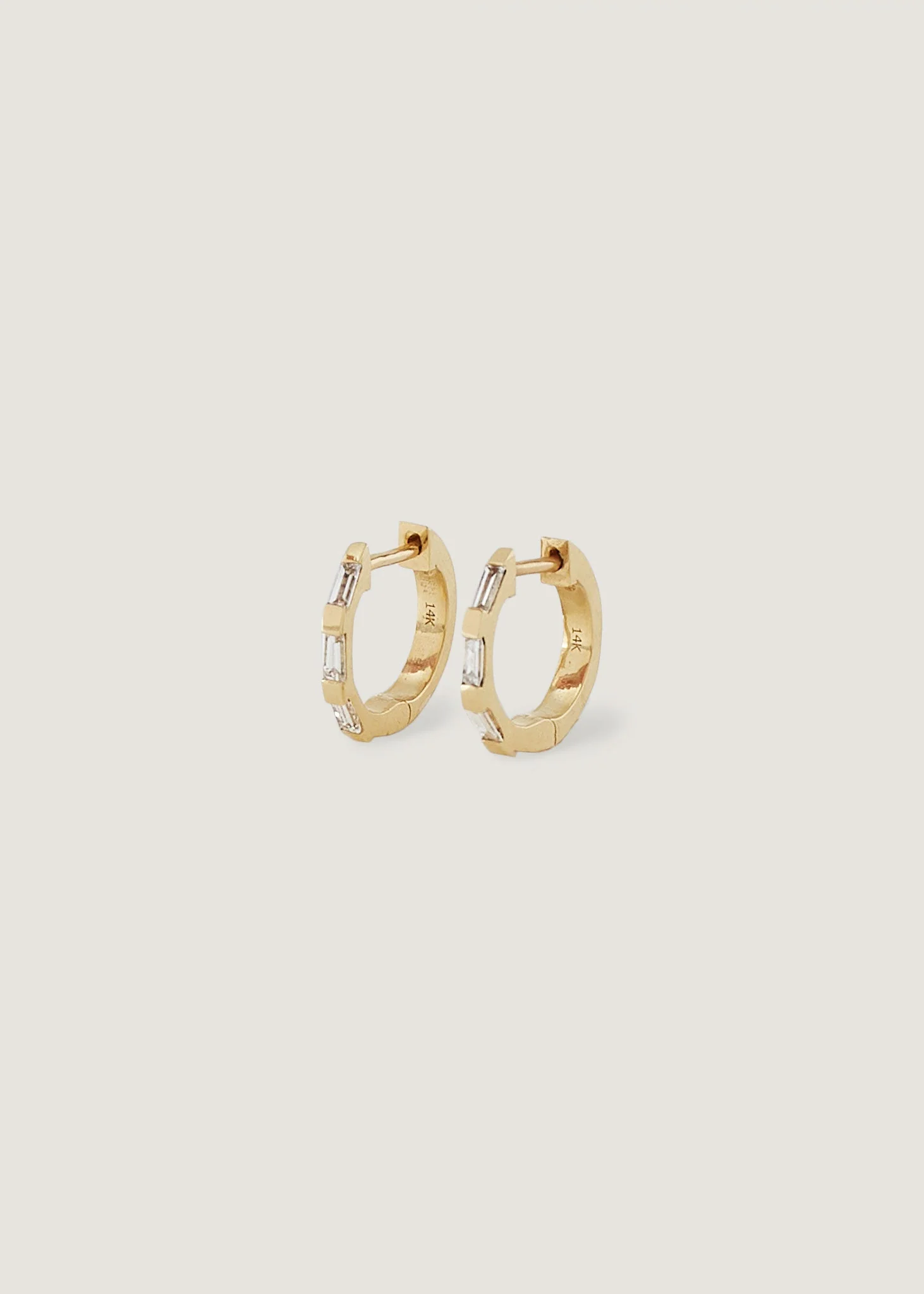 Kinn - Ellie Baguette Huggie Earrings Diamond