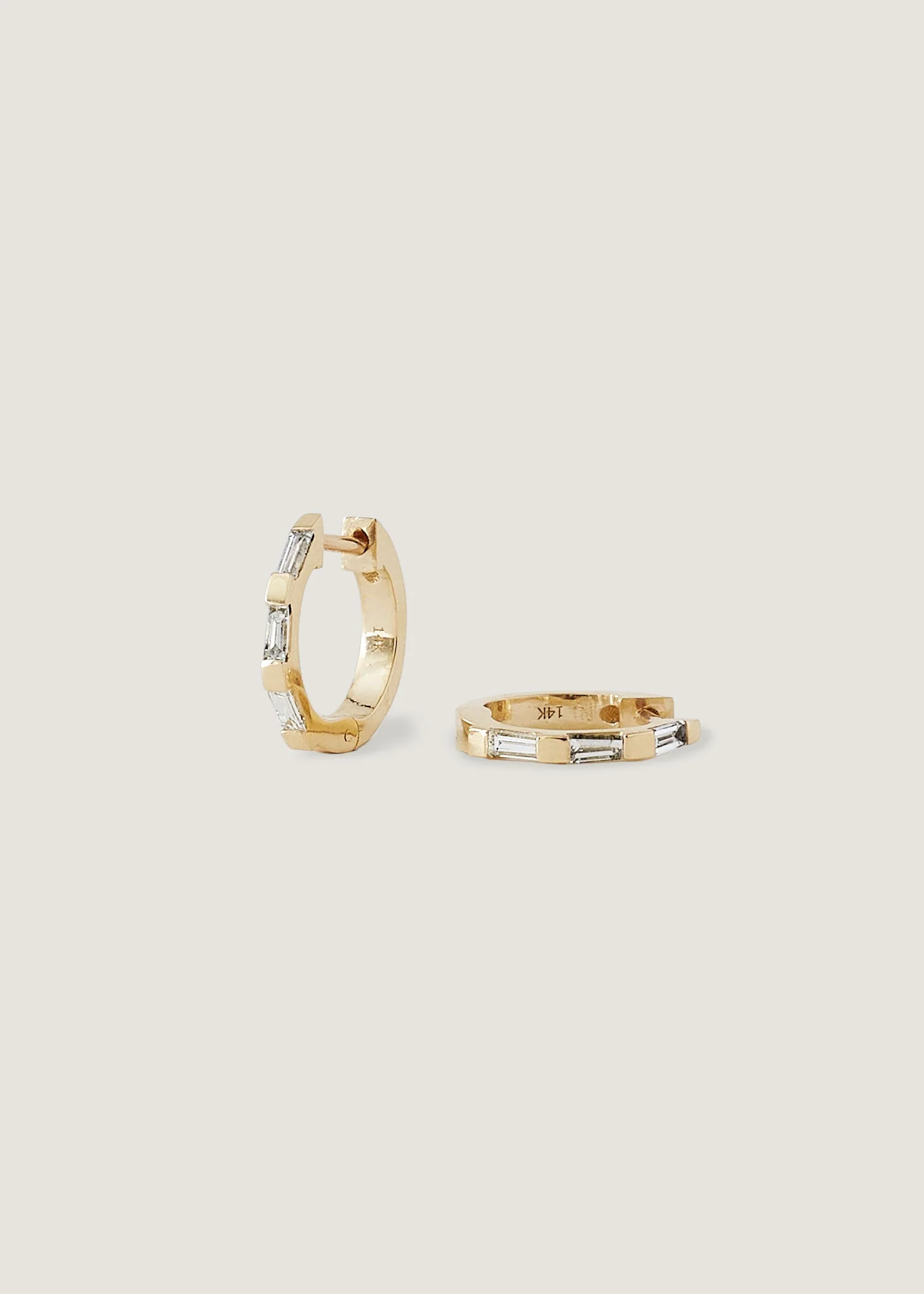 Kinn - Ellie Baguette Huggie Earrings Diamond - Image 3
