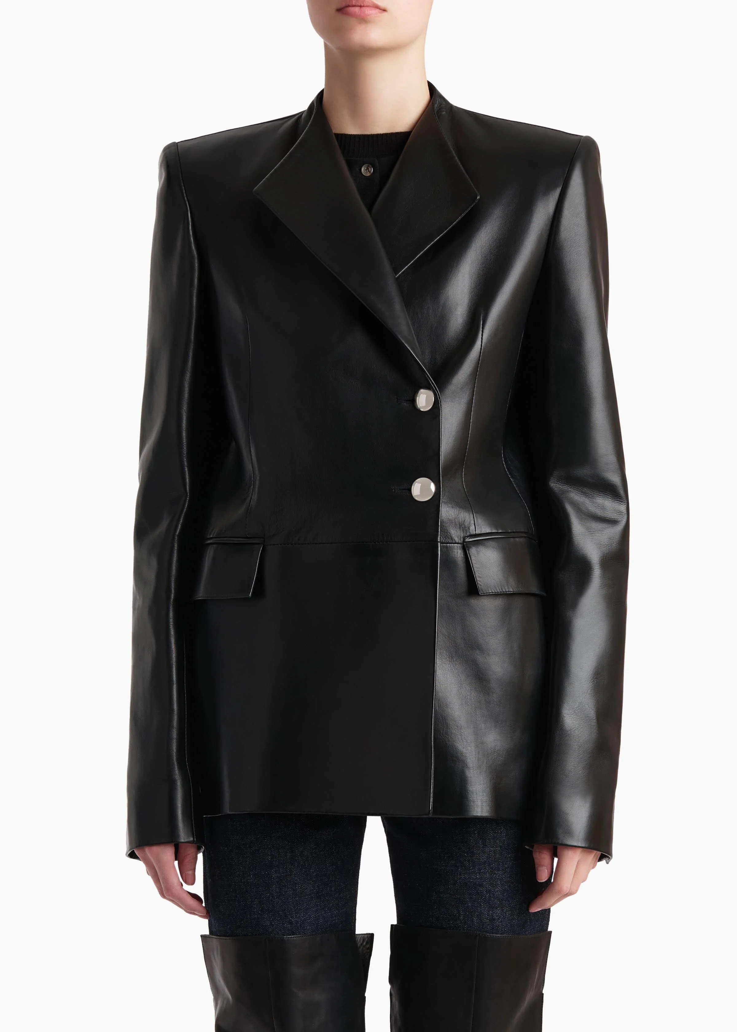 Khaite - Elona Jacket in Black Leather - Image 3