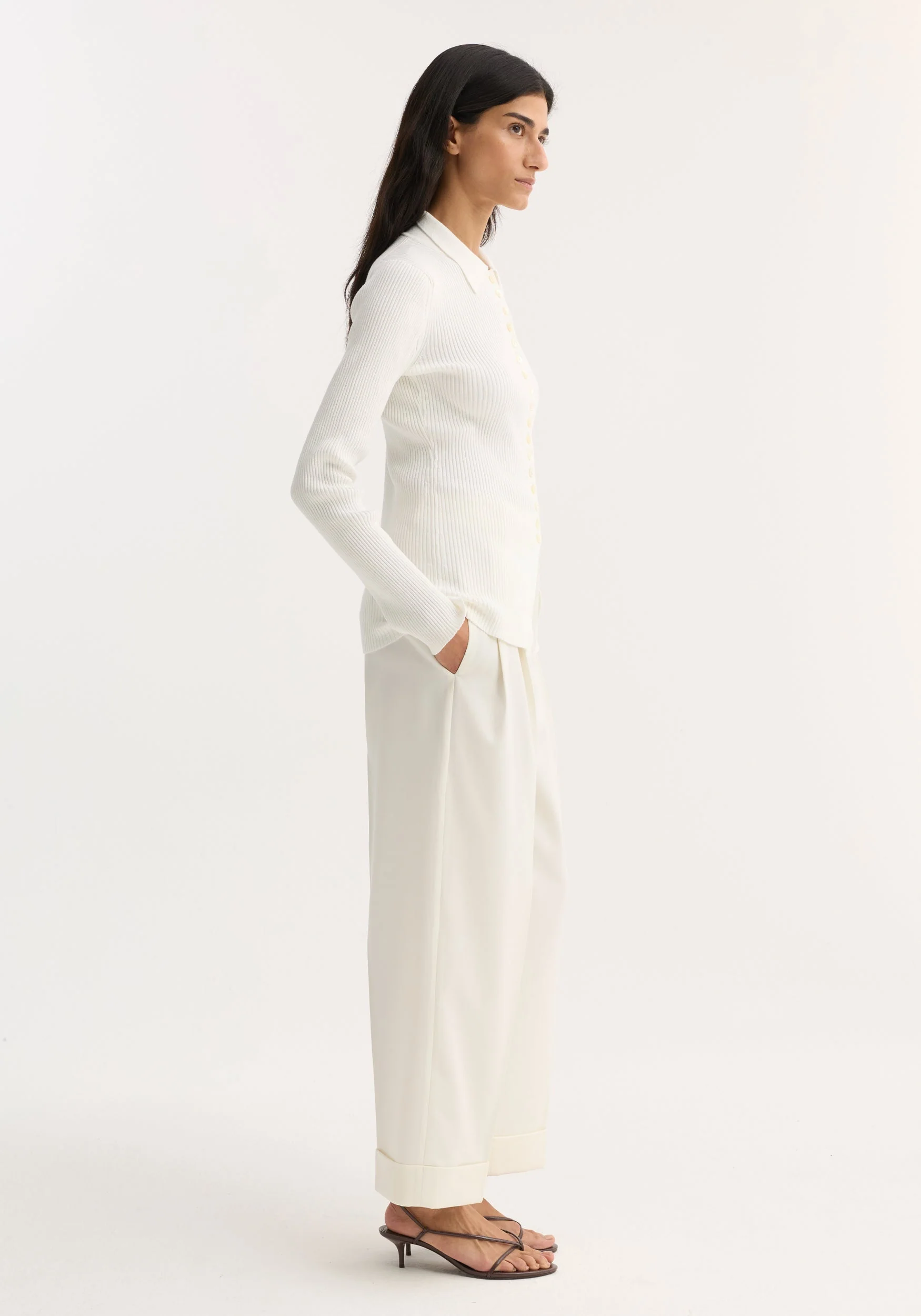 ROHE - Elongated rib cardigan | off white - Image 3