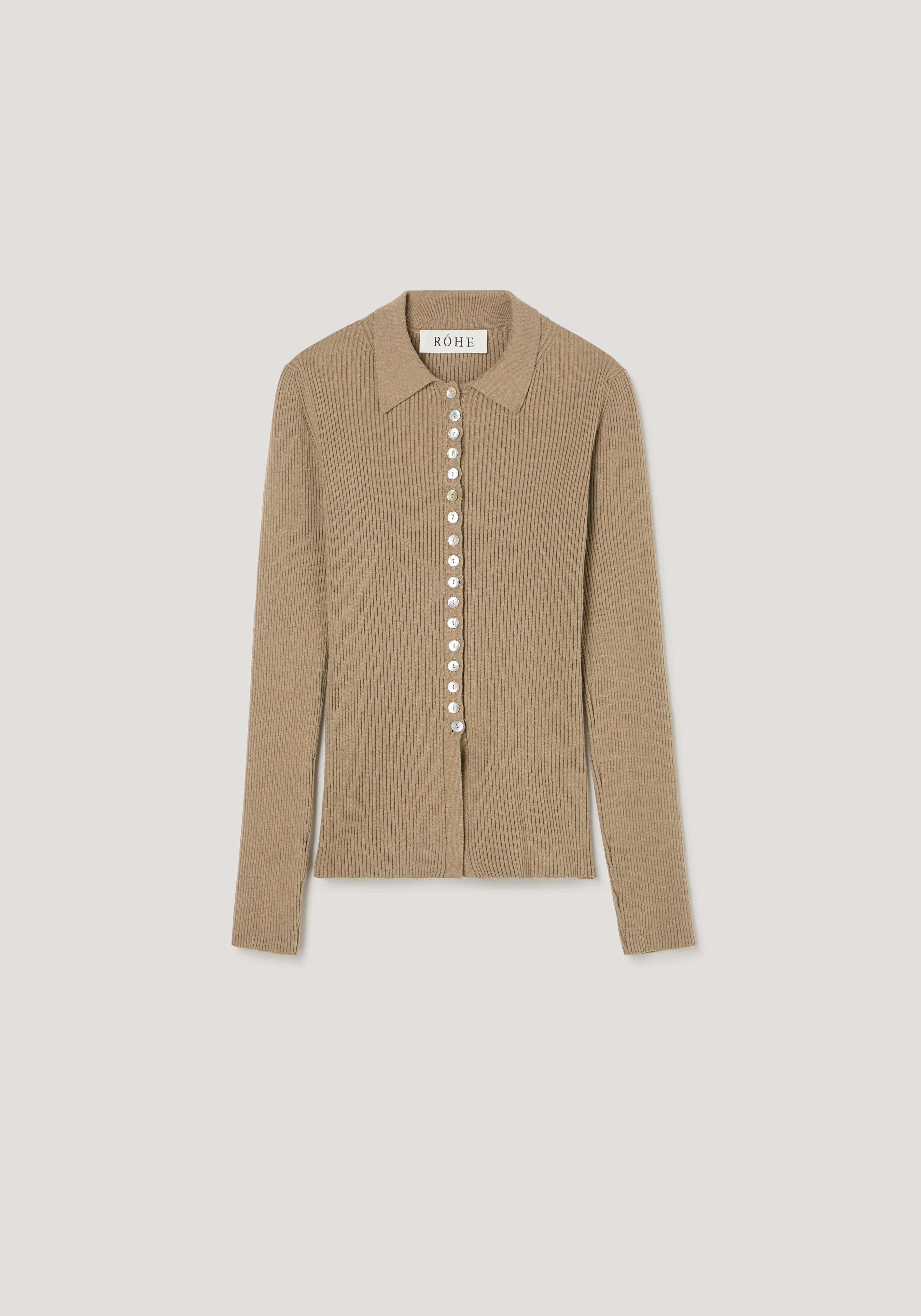 ROHE - Elongated rib cardigan | taupe melange - Image 6