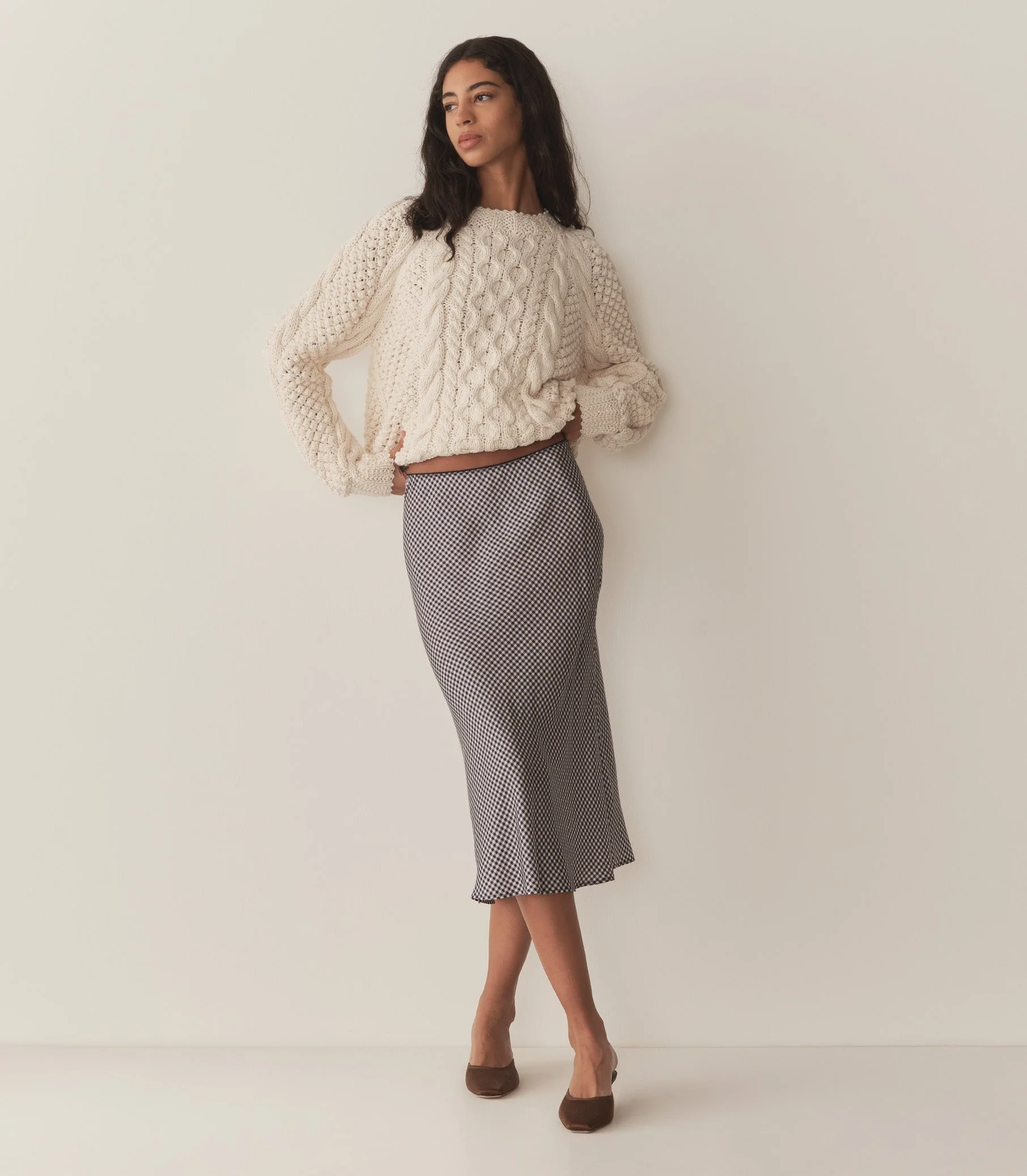 DÔEN - ELOWENA SKIRT -- SANTA MARINA GINGHAM - Image 3