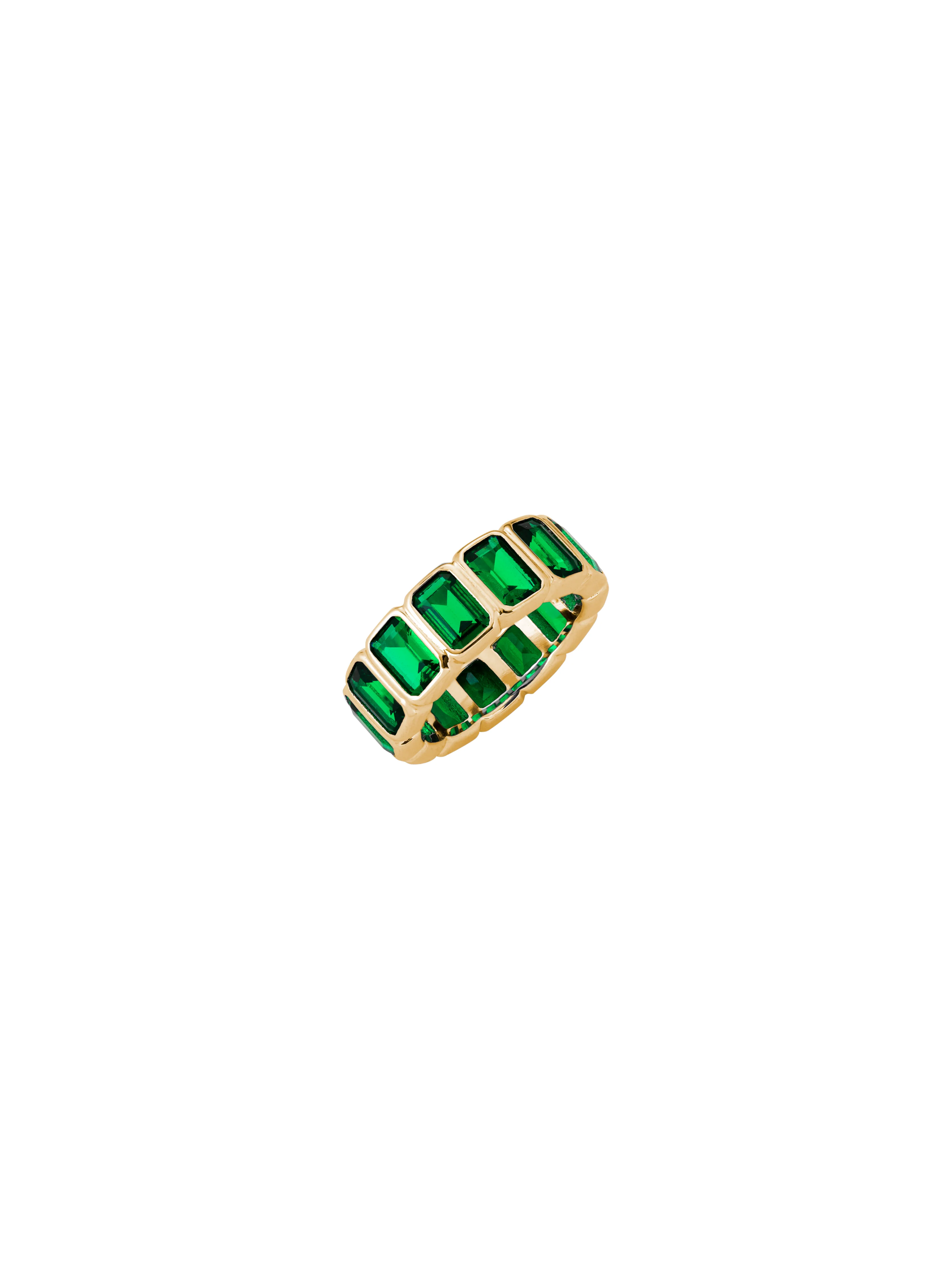 Dorsey - EMERALD CUT BEZEL NANO CRYSTAL EMERALD ETERNITY BAND, GOLD - Image 2