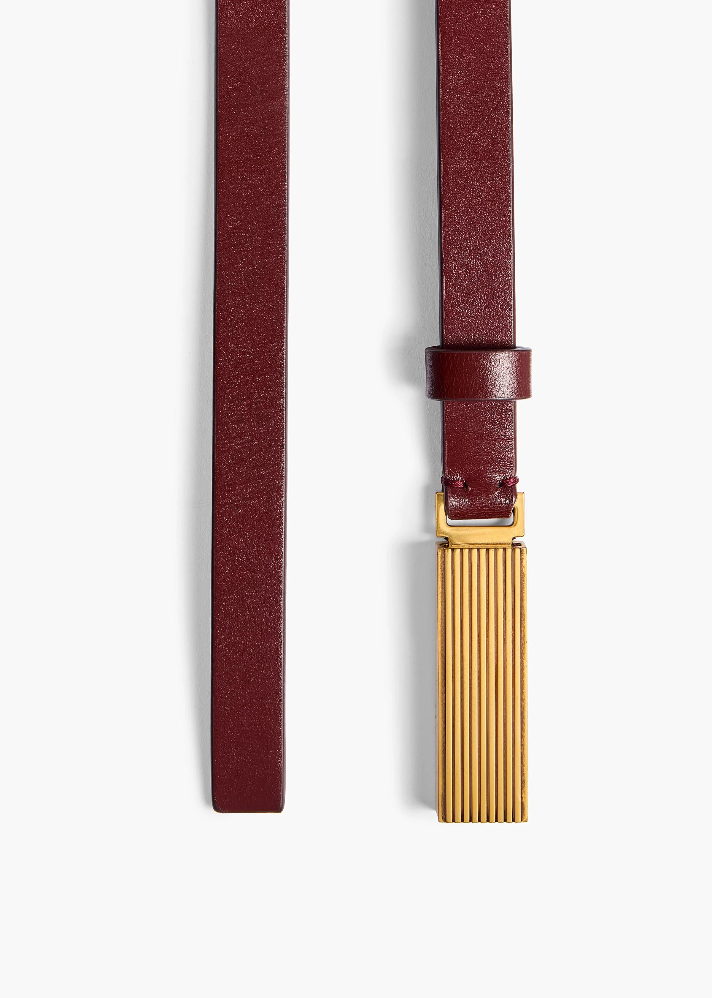 Khaite - Empire Belt in Oxblood Leather with Gold - Image 2