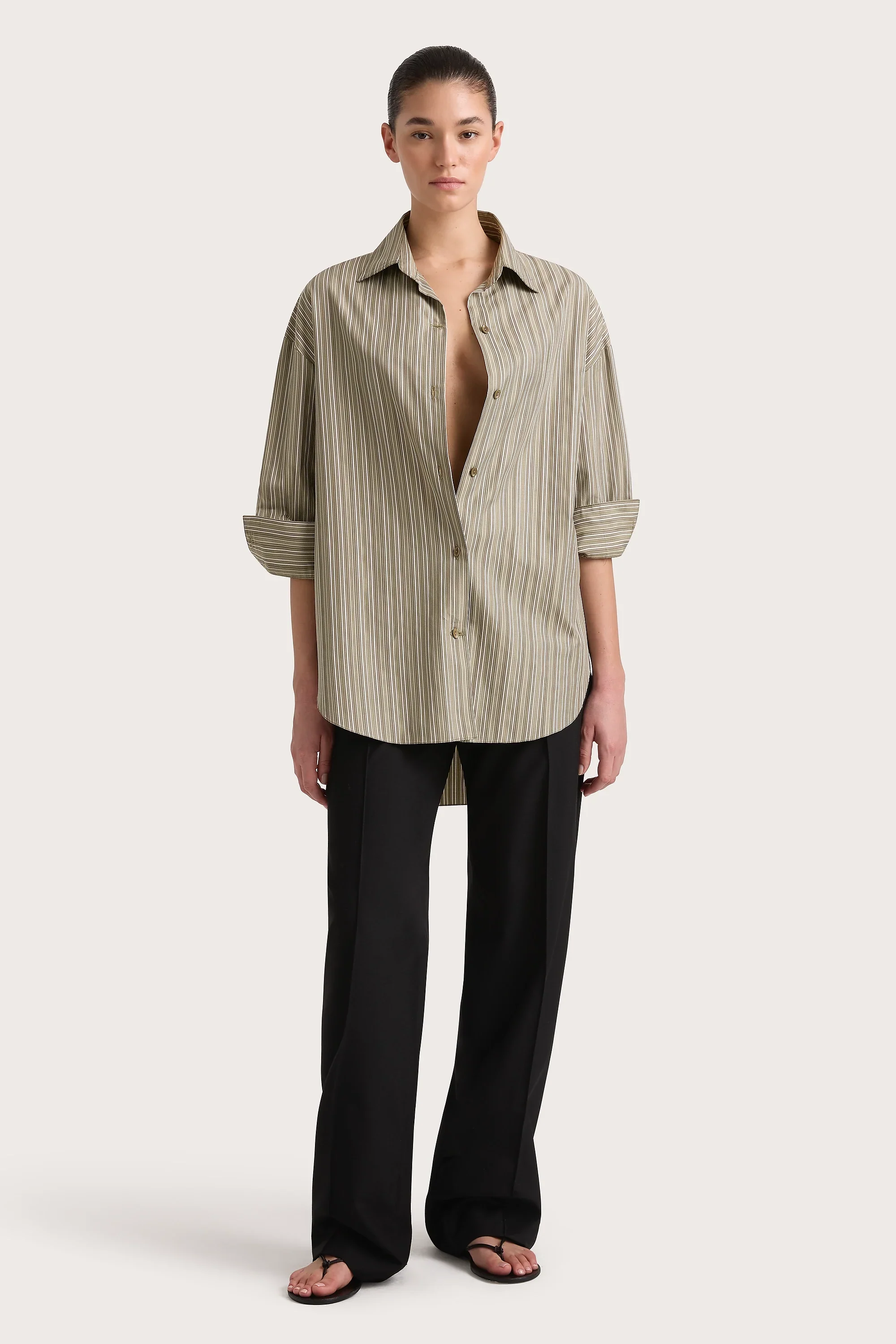 Faithfull - En Vau Shirt Khaki Stripe - Final Sale