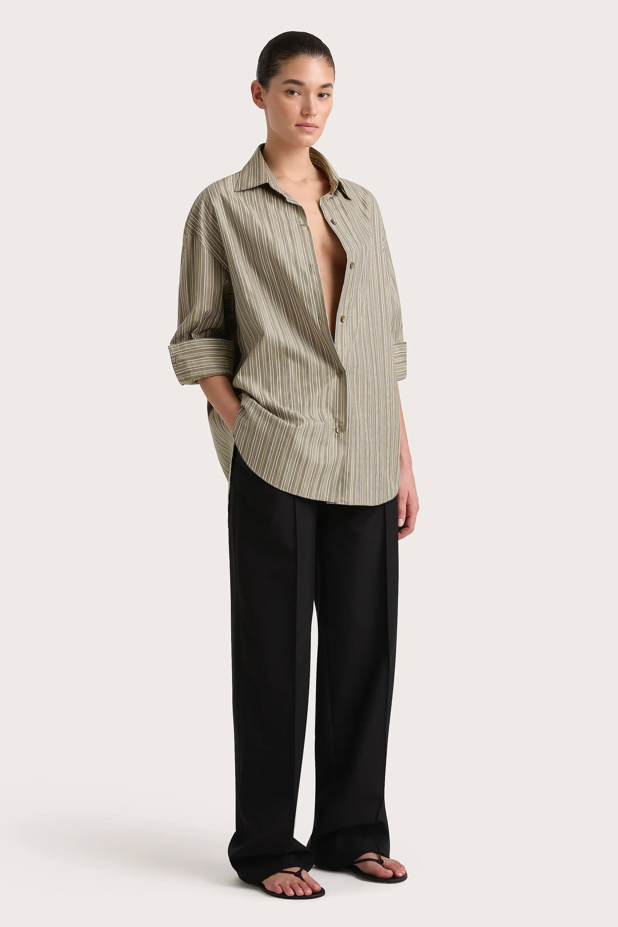 Faithfull - En Vau Shirt Khaki Stripe - Final Sale - Image 3