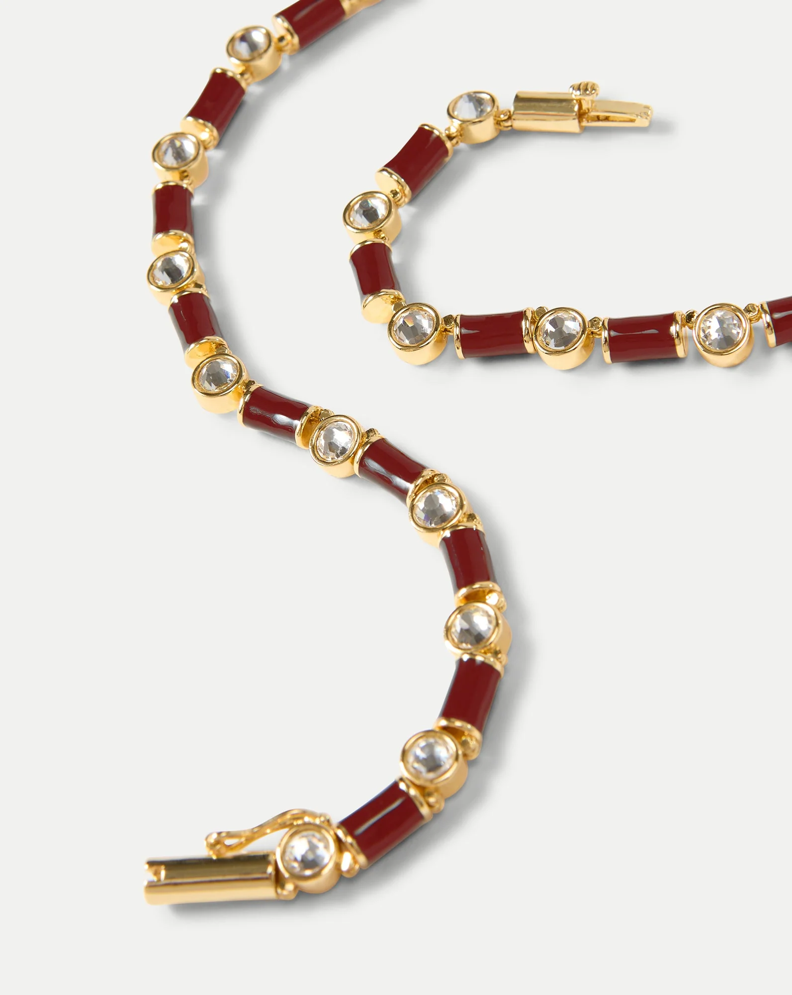 Veronica Beard - Burgundy Enamel and Crystal Barrel Necklace - Image 3