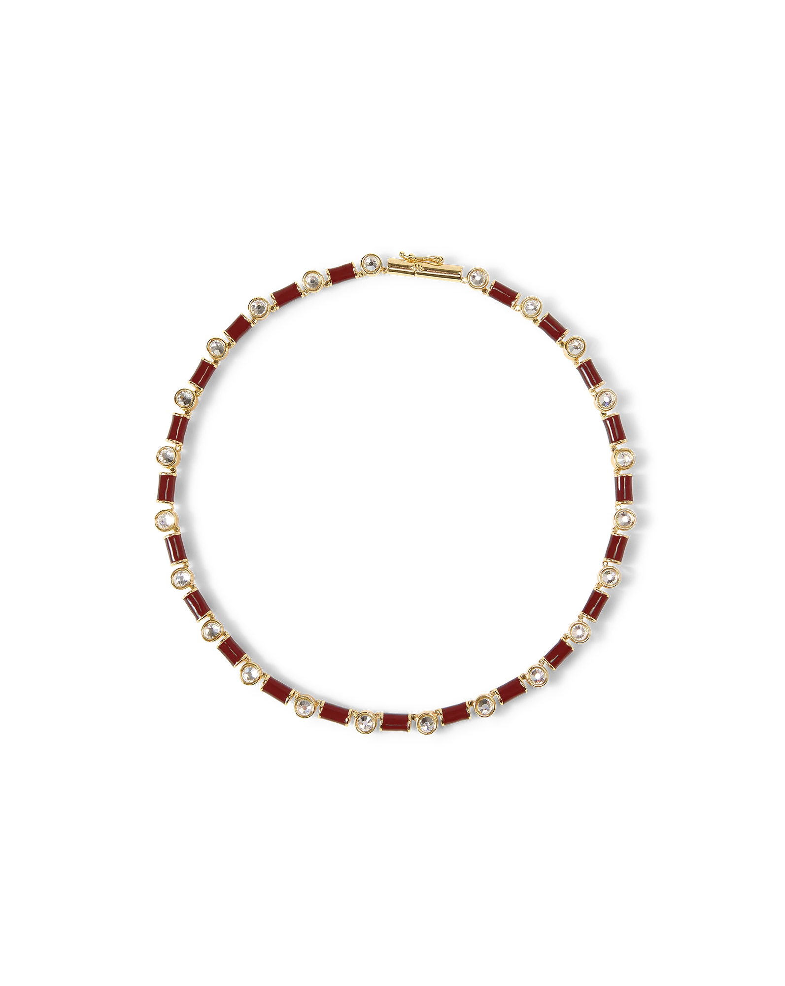 Veronica Beard - Burgundy Enamel and Crystal Barrel Necklace - Image 4