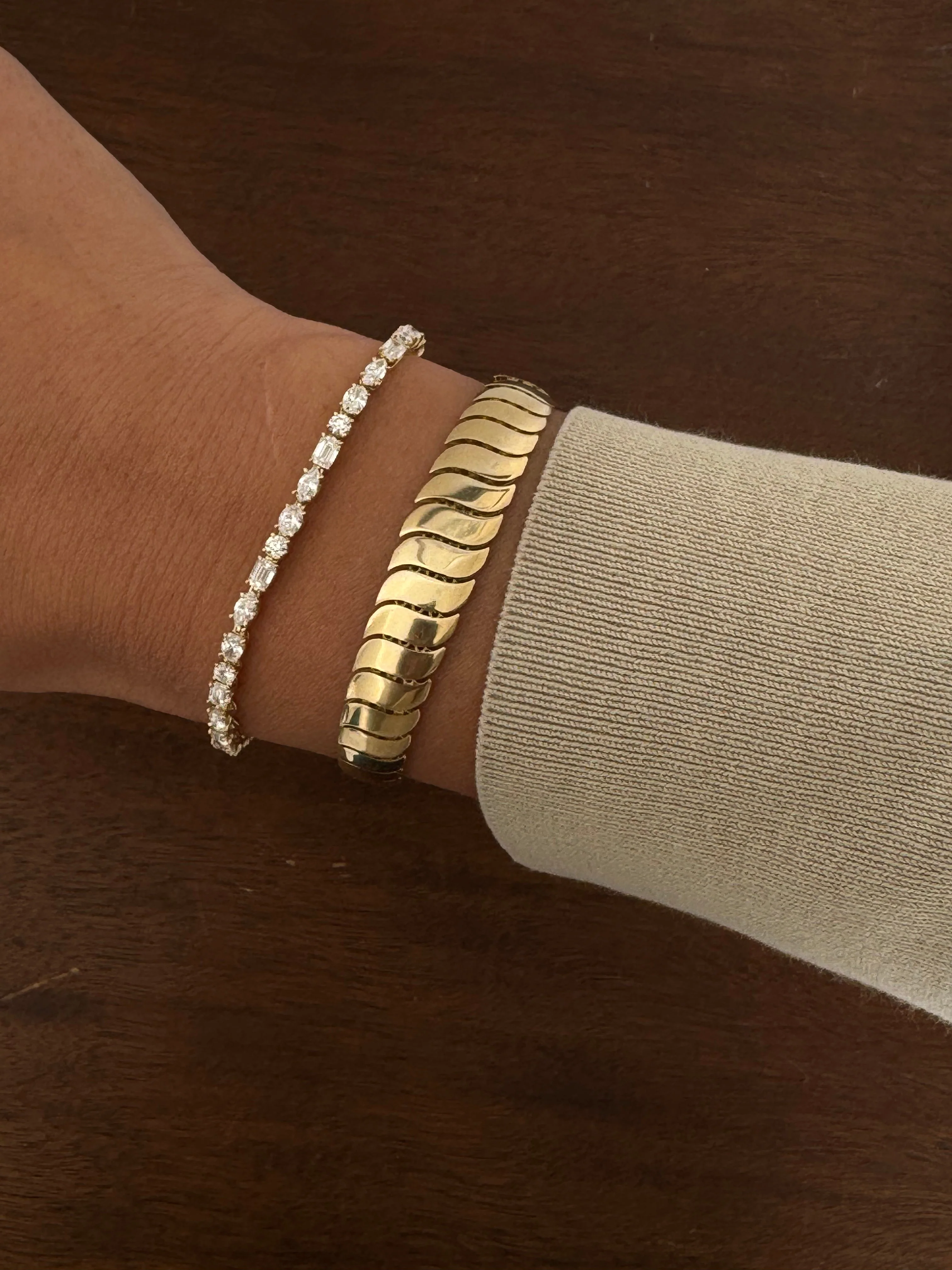 Kinn - Esme Fancy Shape Tennis Bracelet 4ctw Yellow Gold - Image 4