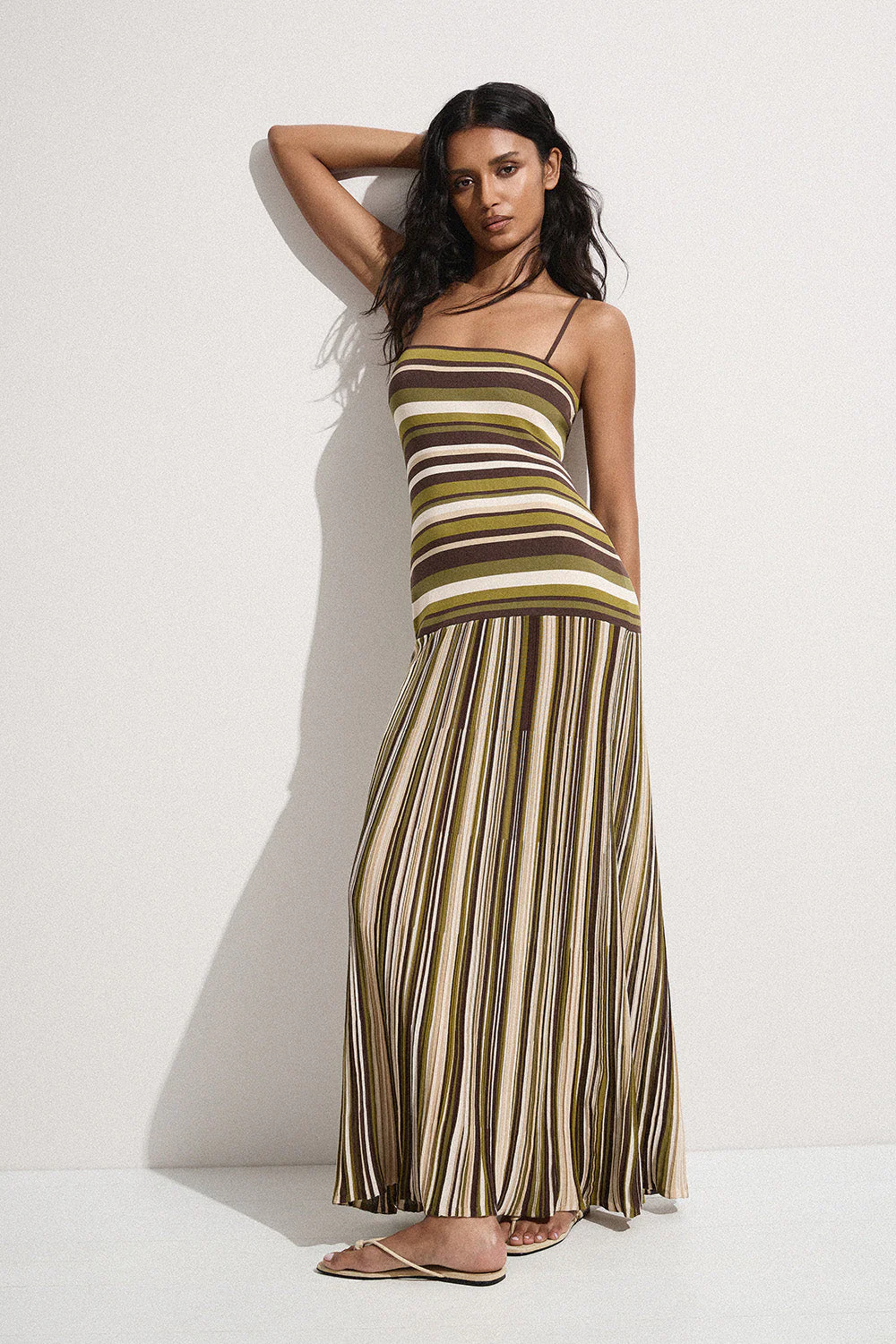 Faithfull - Essenia Knit Dress Espresso Pine Stripe - Image 2