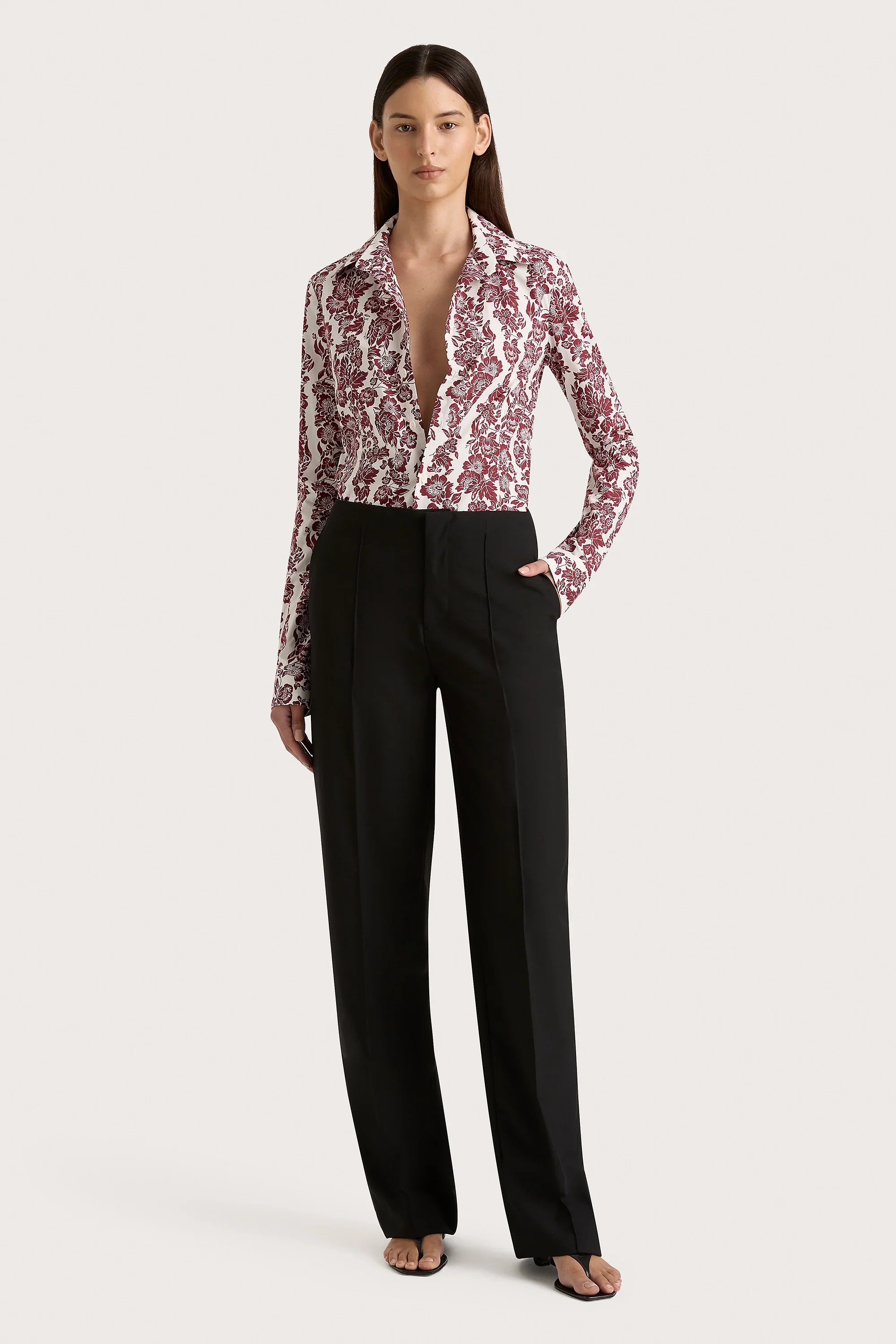 Faithfull - Estelle Fitted Shirt Striped Floral Wine - Final Sale
