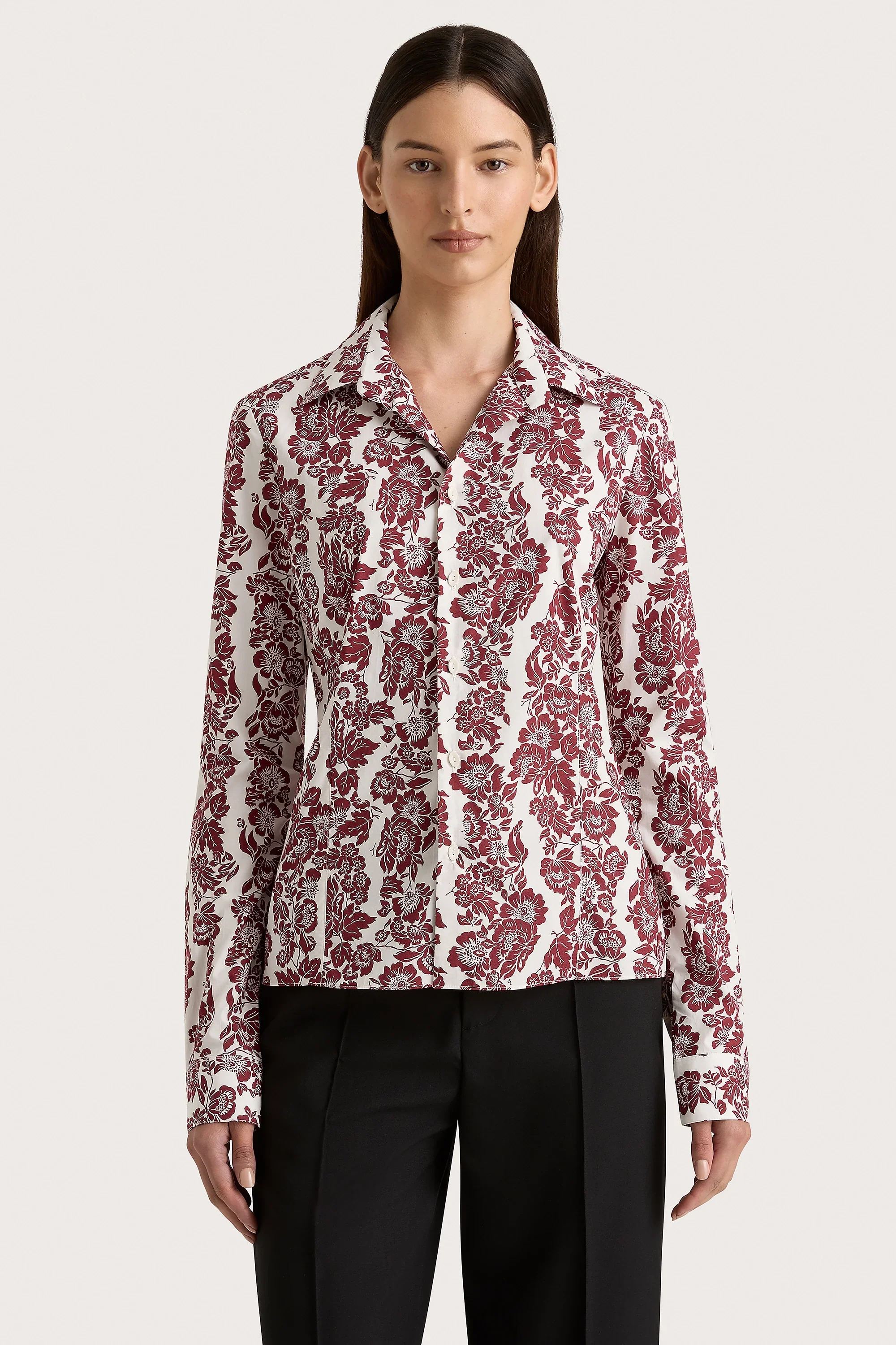 Faithfull - Estelle Fitted Shirt Striped Floral Wine - Final Sale - Image 2