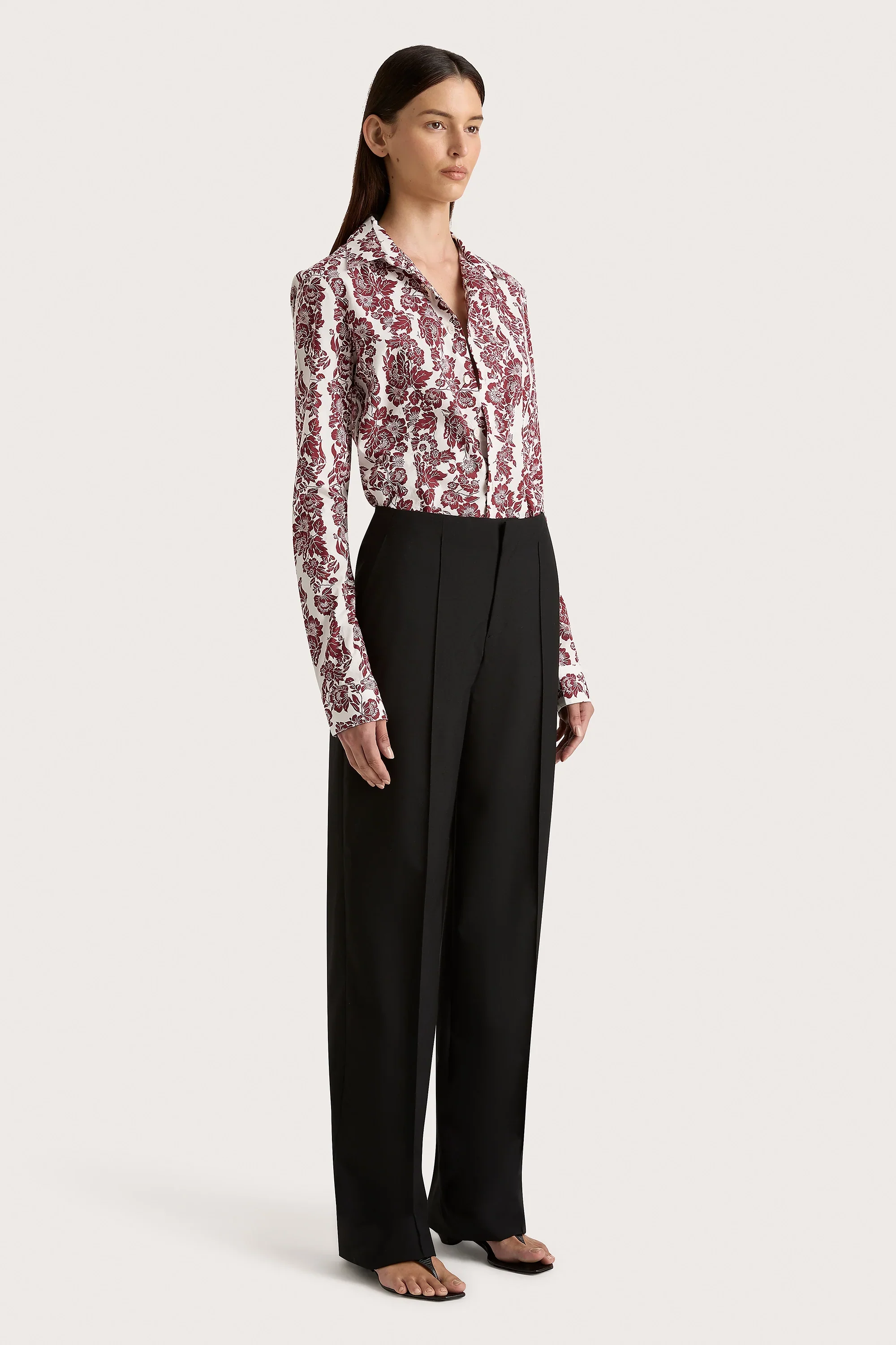 Faithfull - Estelle Fitted Shirt Striped Floral Wine - Final Sale - Image 3
