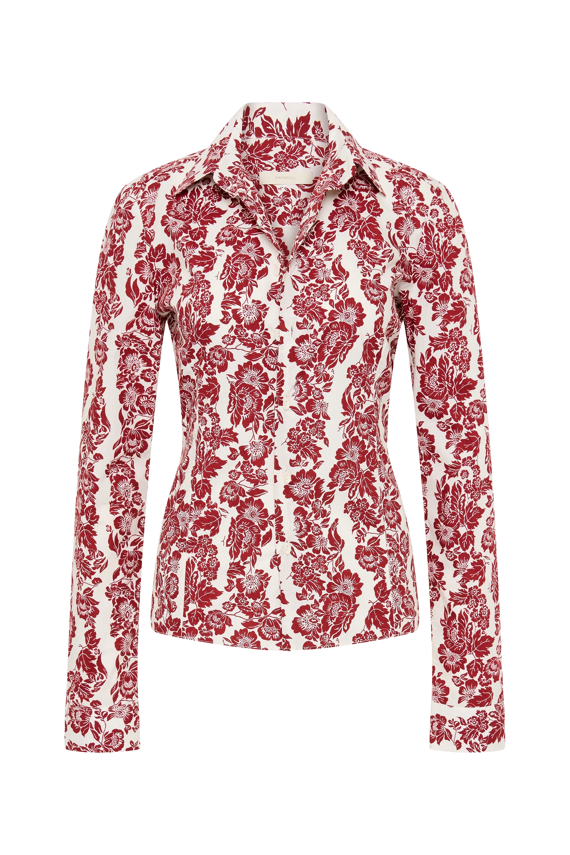 Faithfull - Estelle Fitted Shirt Striped Floral Wine - Final Sale - Image 6
