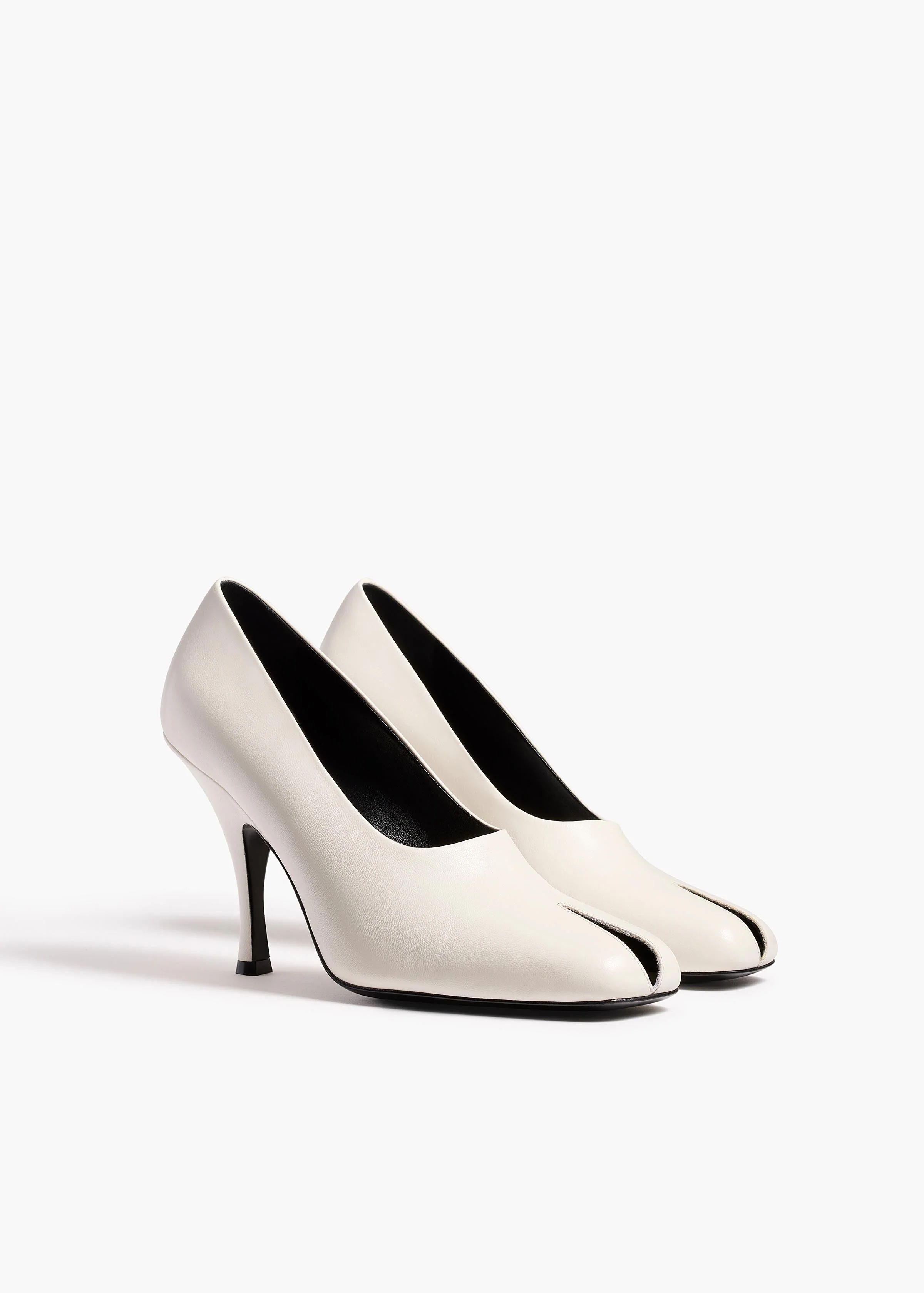 Khaite - Eva Peep Toe Pump in Optic White Leather - Image 2