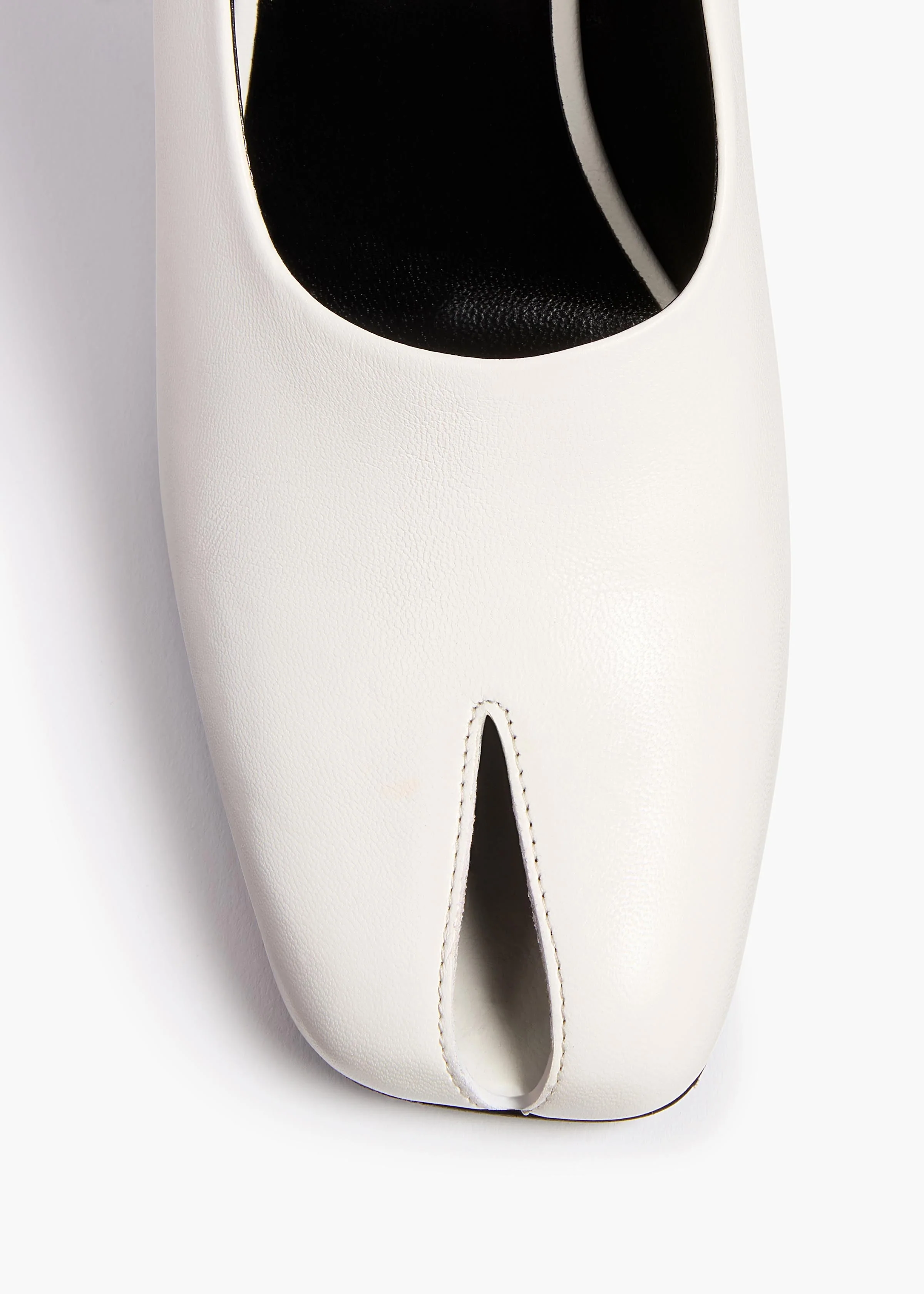 Khaite - Eva Peep Toe Pump in Optic White Leather - Image 4