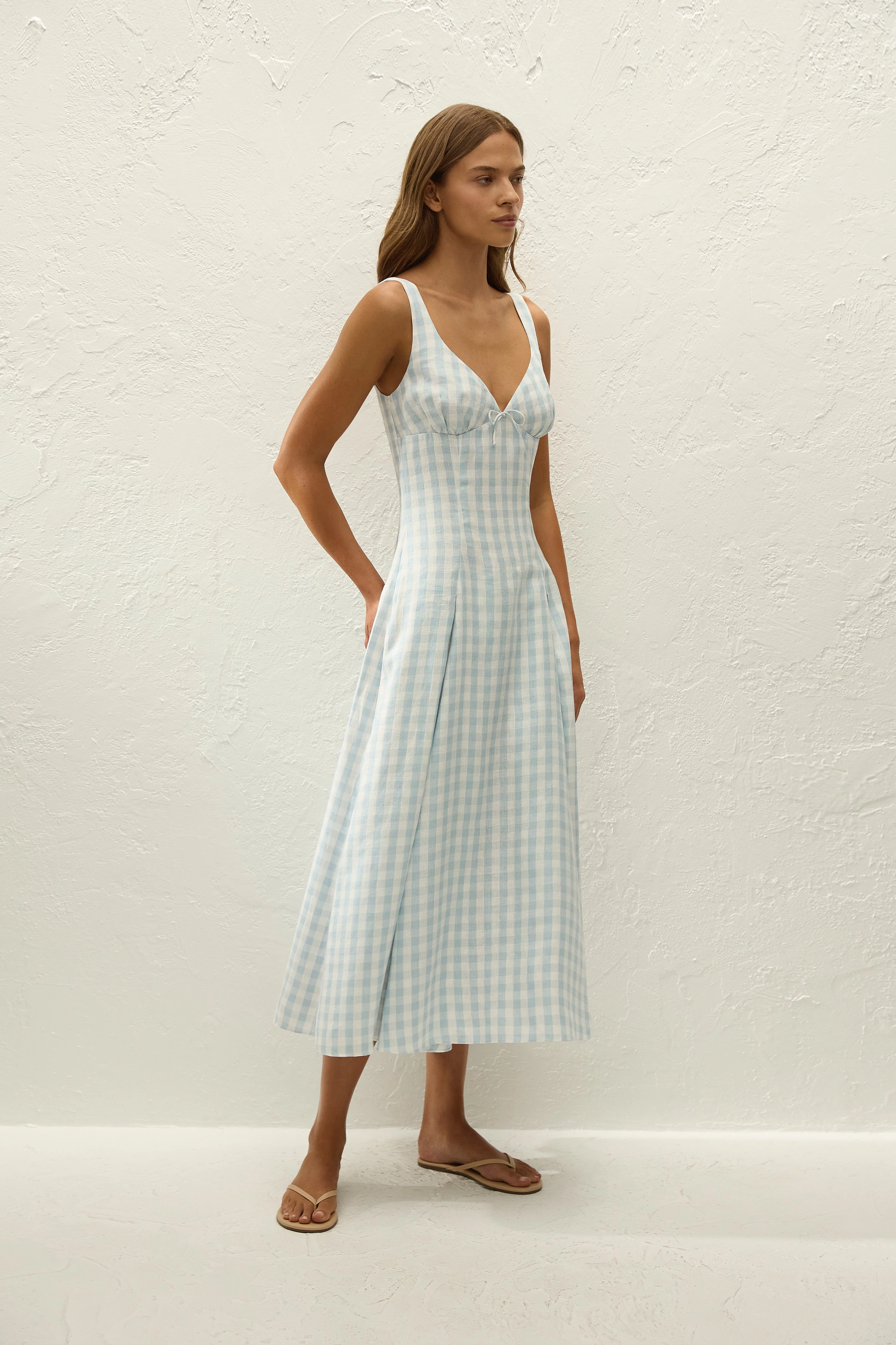Faithfull - Adalee Midi Dress Gingham Sky Blue - Image 3
