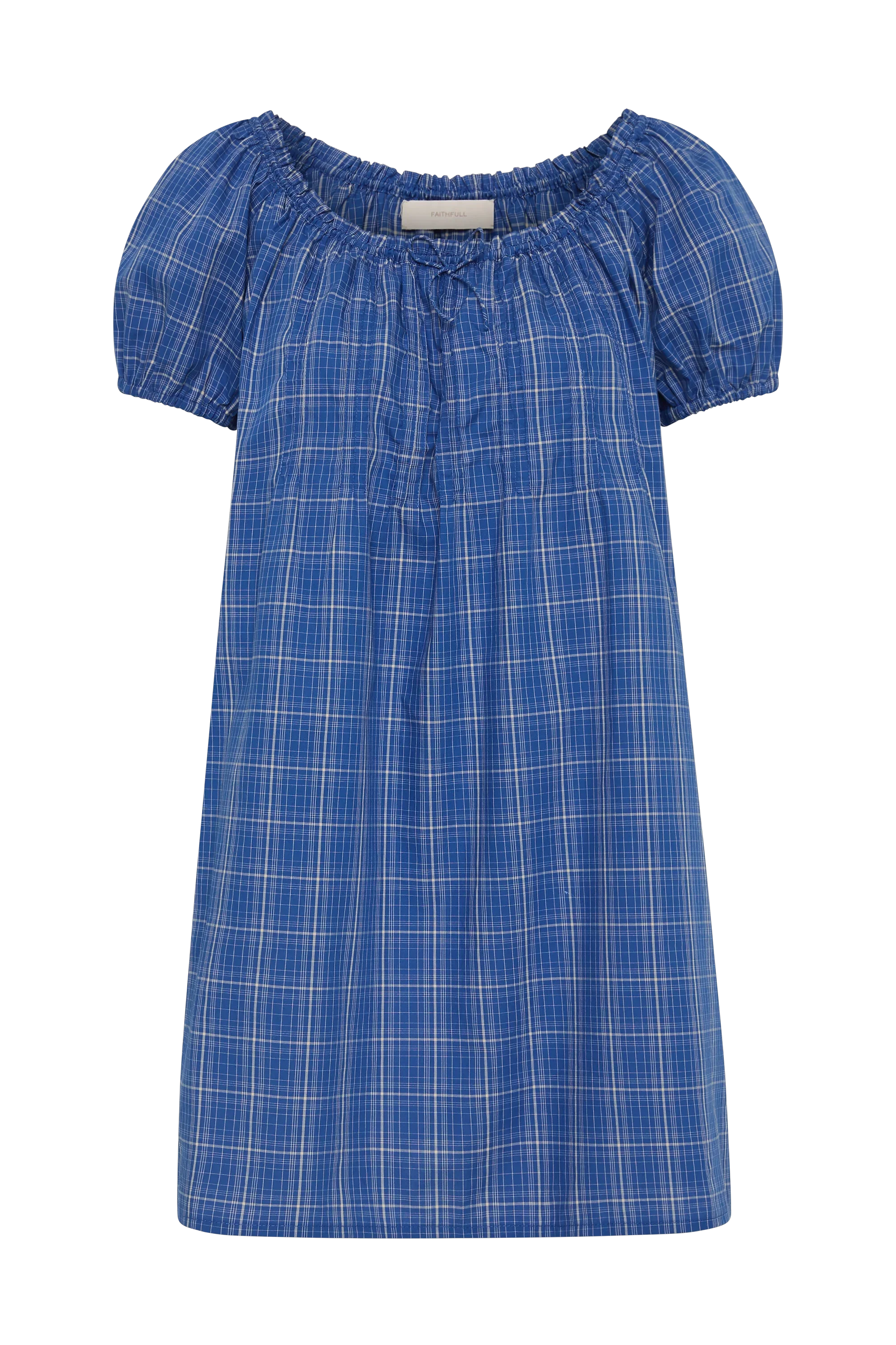 Faithfull - Costa Mini Dress Flor Check Cobalt - Image 6