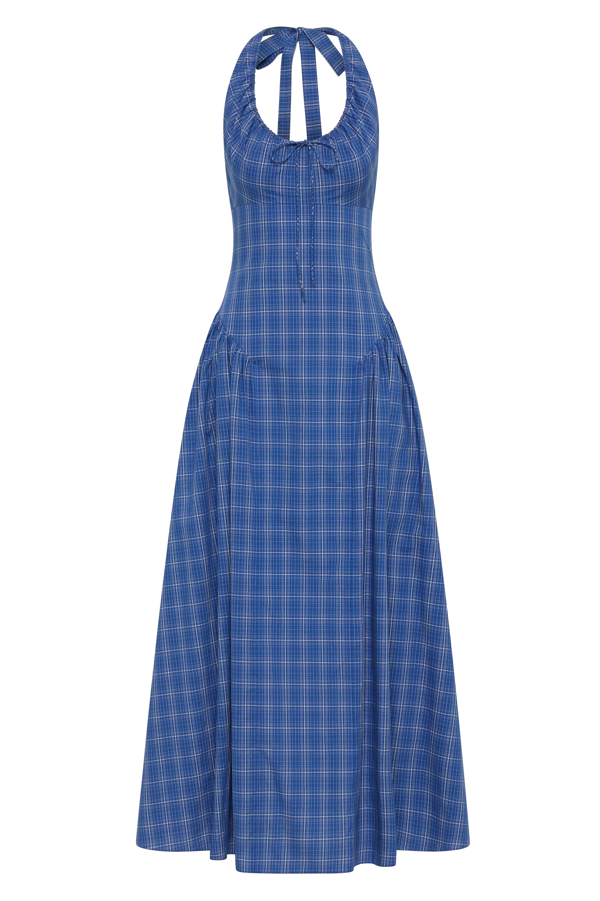 Faithfull - Del Ros Midi Dress Flor Check Cobalt - Image 7