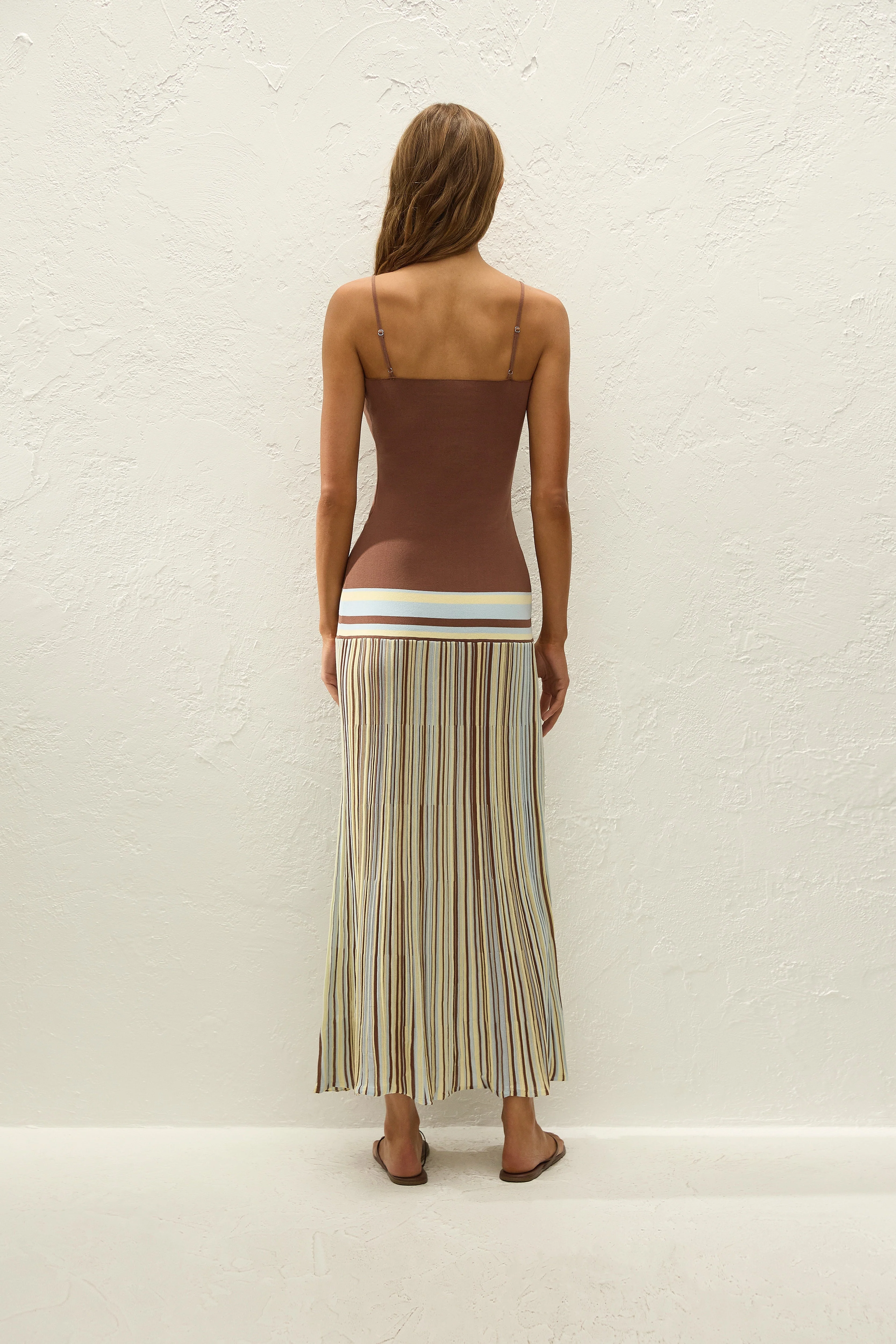 Faithfull - Esenia Knit Dress Sky Blue Pale Yellow Stripe - Image 5